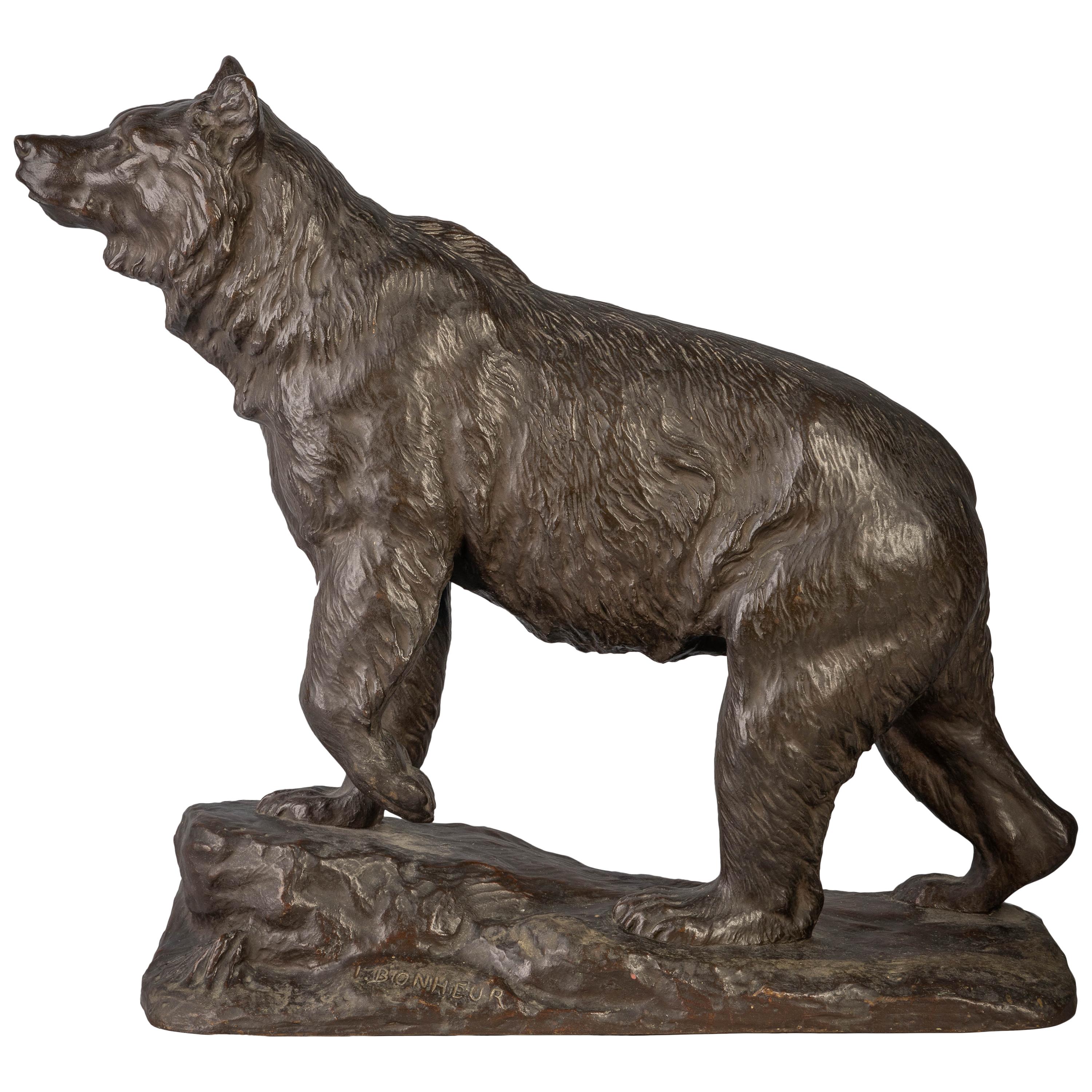 Französische Bronzefigur eines Bären aus Bronze, von Isidore Jules Bonheur, 1827-1901