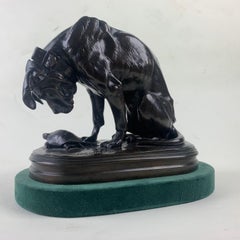 French Bronze Figure of a Dog and a Tortoise by Alfred Jaquemart