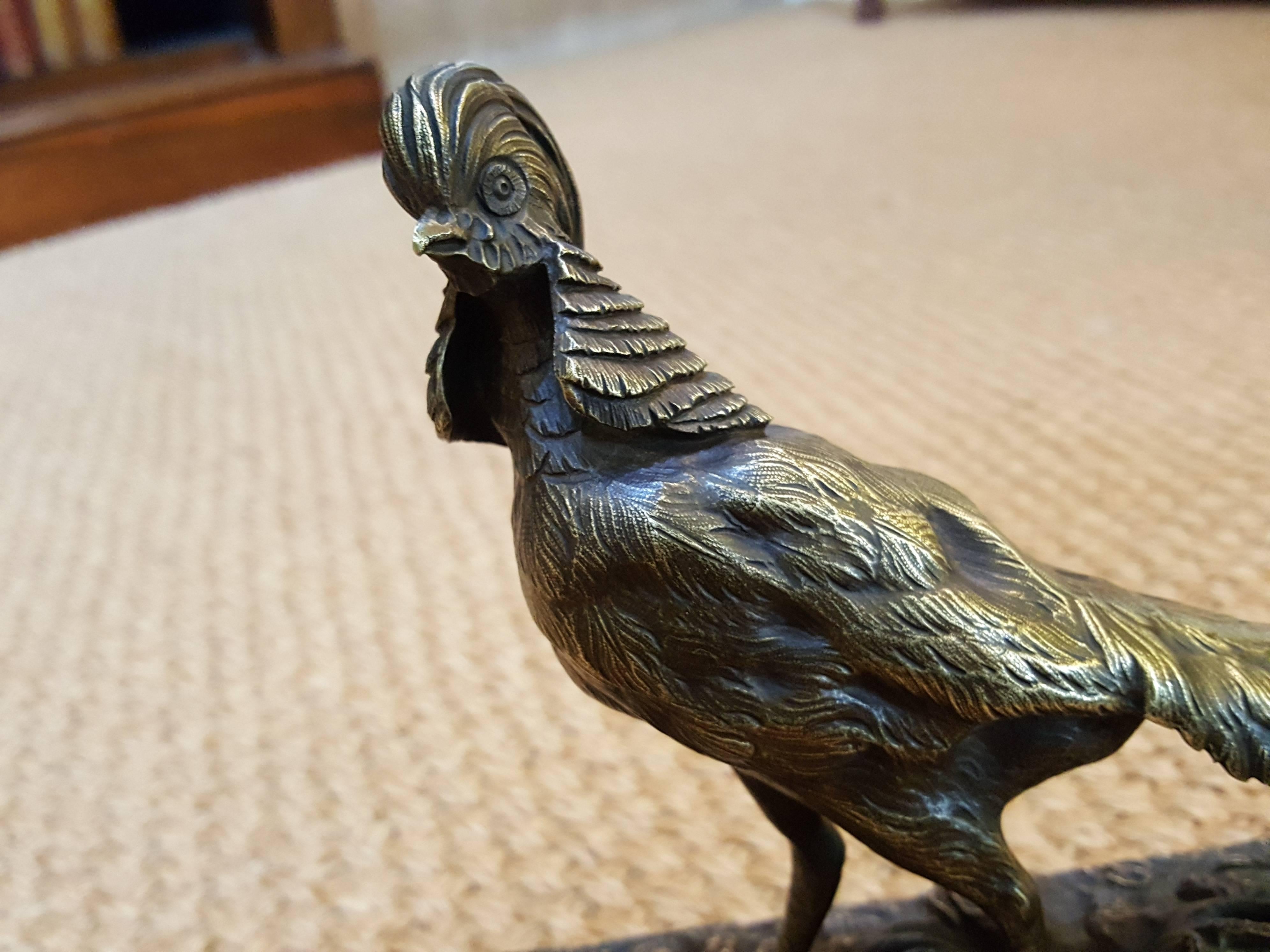 French Bronze Figure of a Golden Pheasant In Excellent Condition In Altrincham, Cheshire