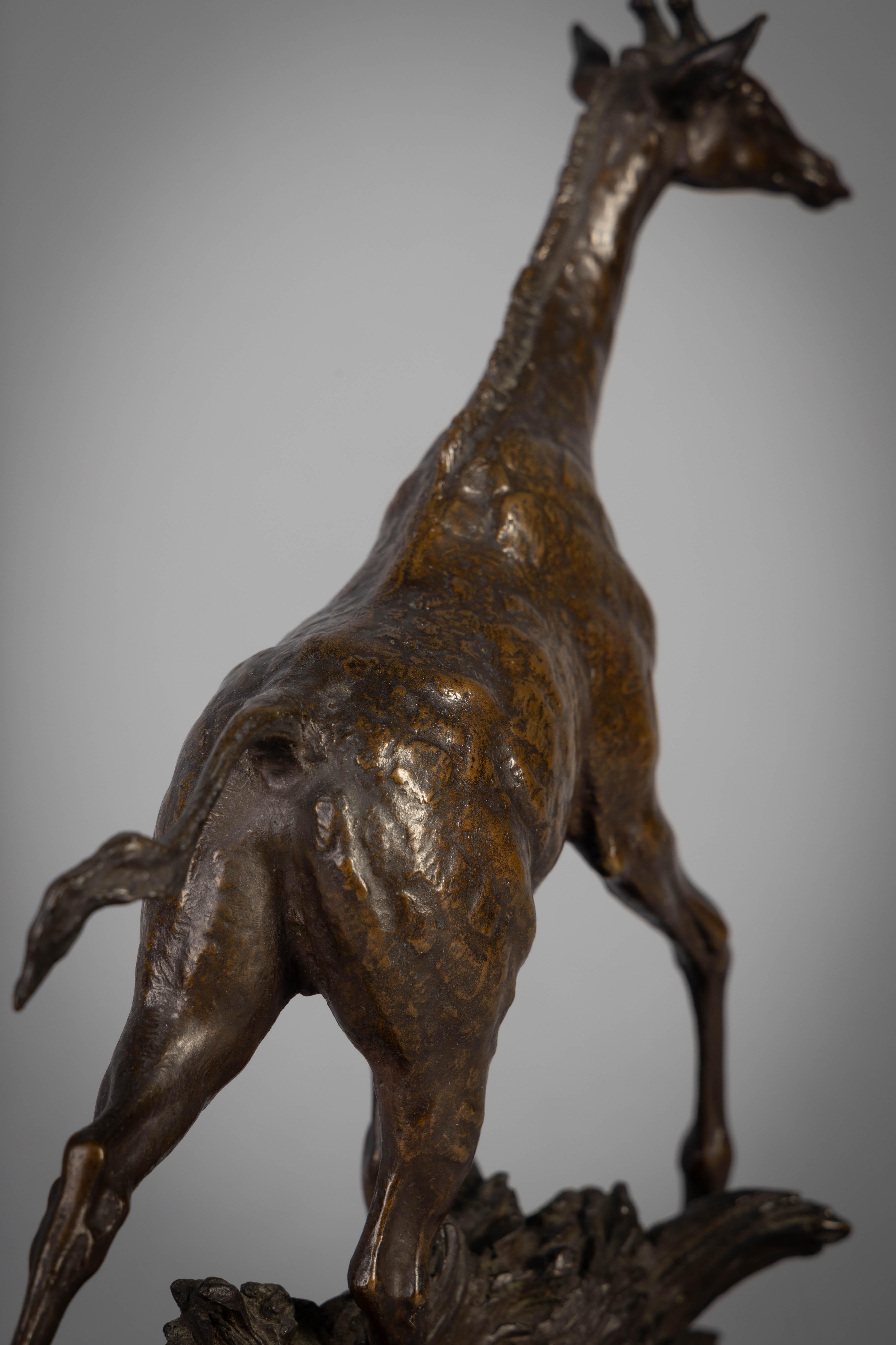 Französische Bronzefigur eines gestreiften Giraffens aus Bronze, von Charles Valton im Angebot 1