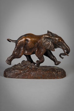 Französische Bronzefigur eines Elefanten aus Bronze von Antoine Louis Barye