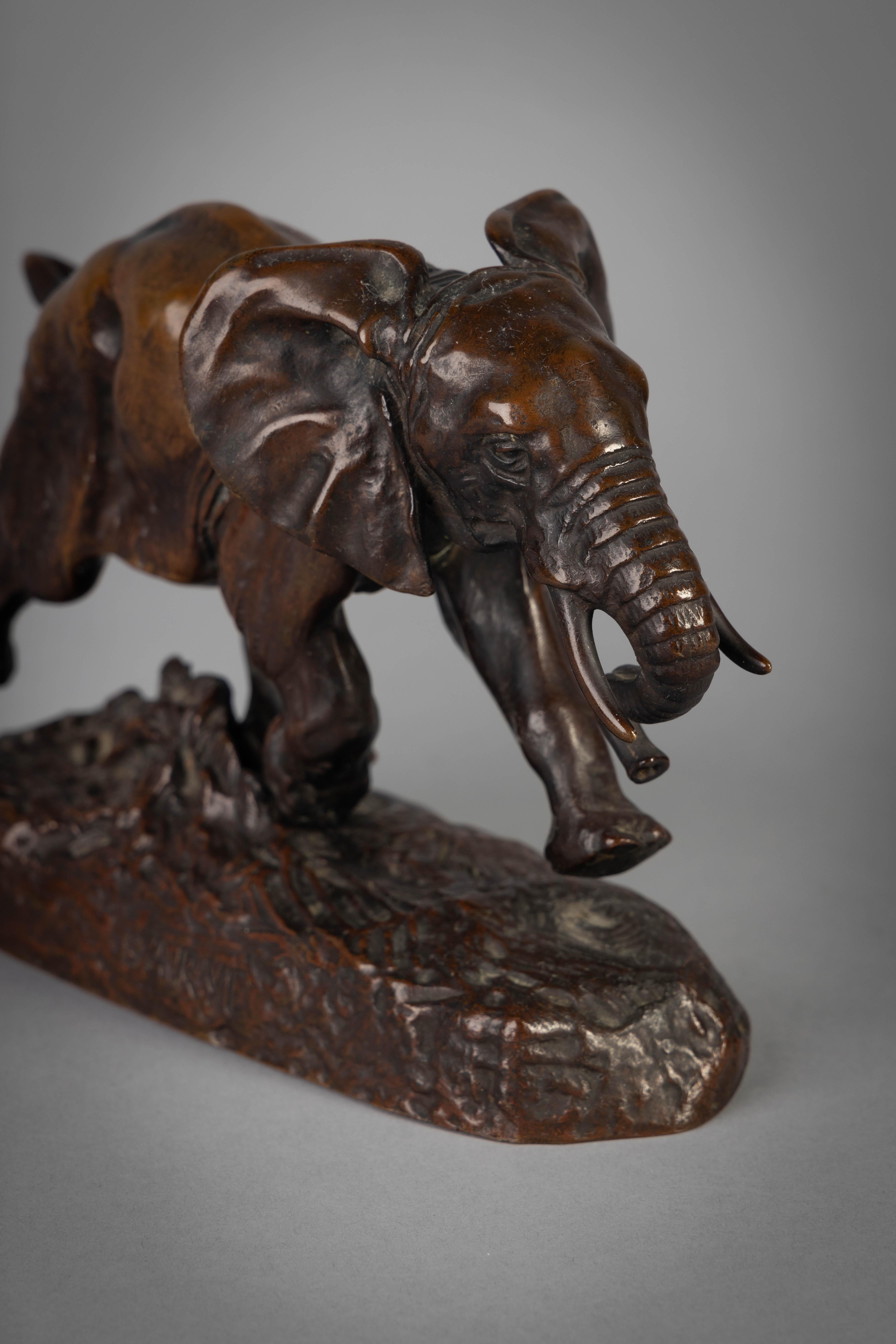 Französische Bronzefigur eines Elefanten aus Bronze von Antoine Louis Barye im Zustand „Hervorragend“ im Angebot in New York, NY