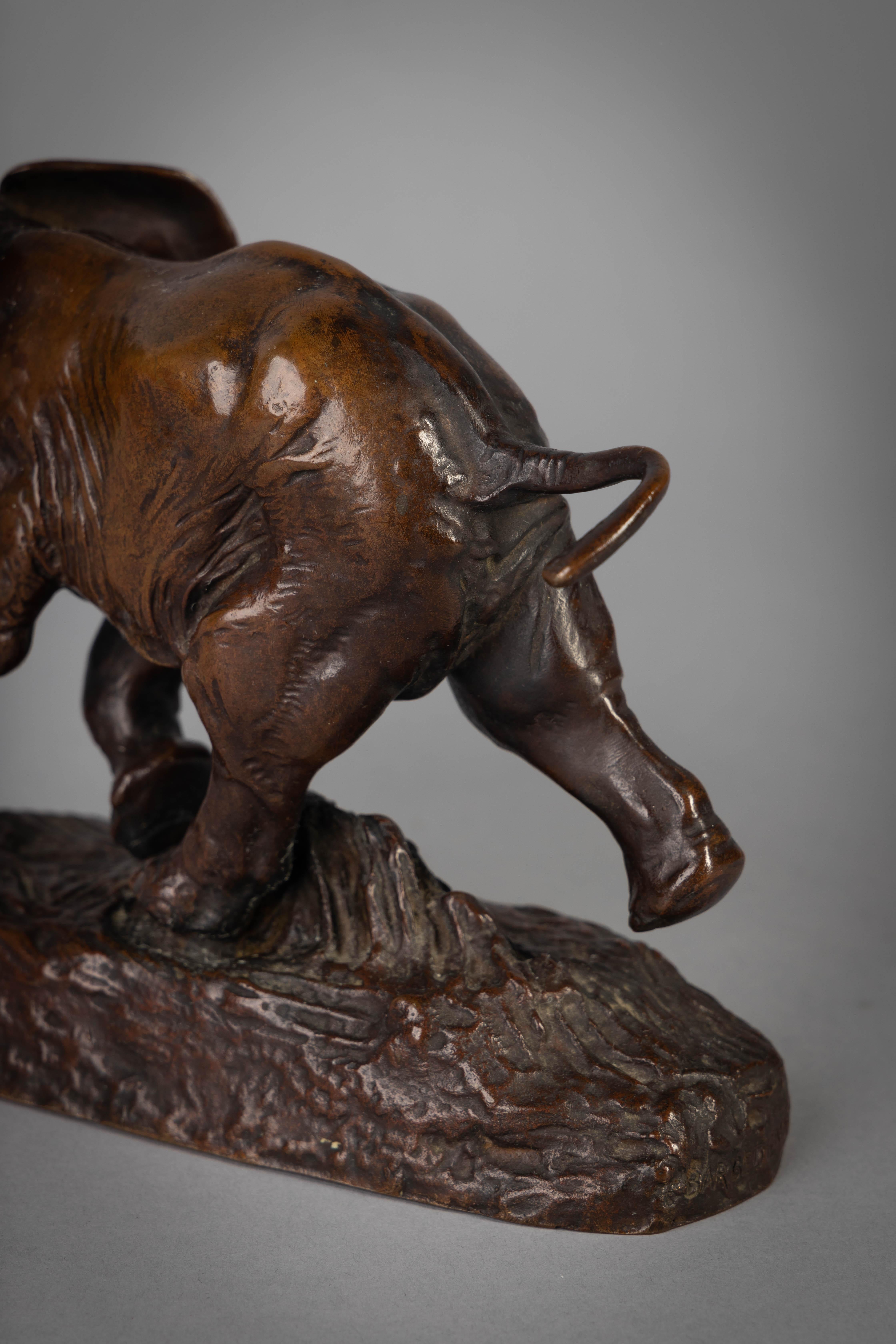 French Bronze Figure of an Elephant by Antoine Louis Barye In Excellent Condition For Sale In New York, NY
