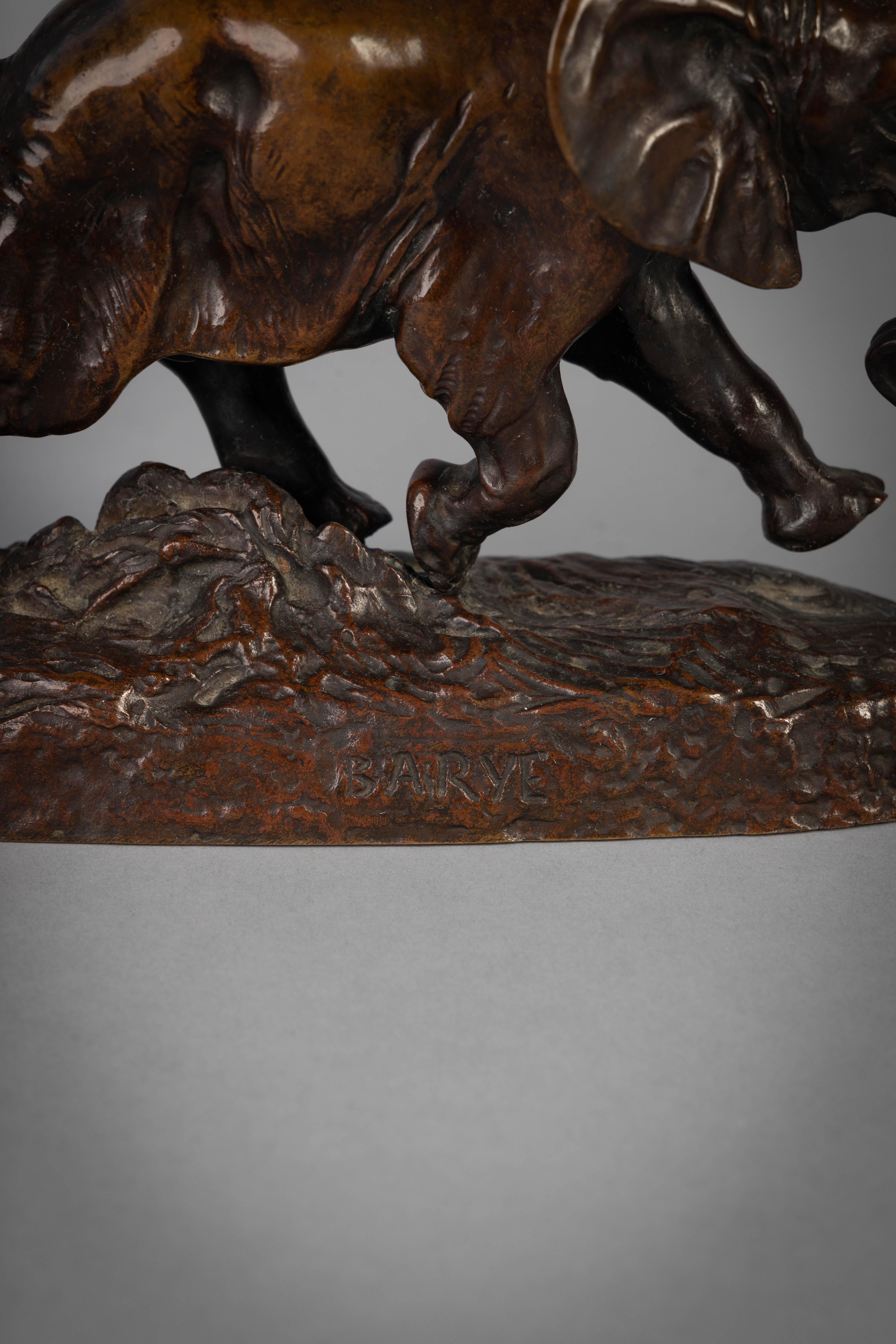 Fine XIX secolo Figura di elefante in bronzo francese di Antoine-Louis Barye in vendita