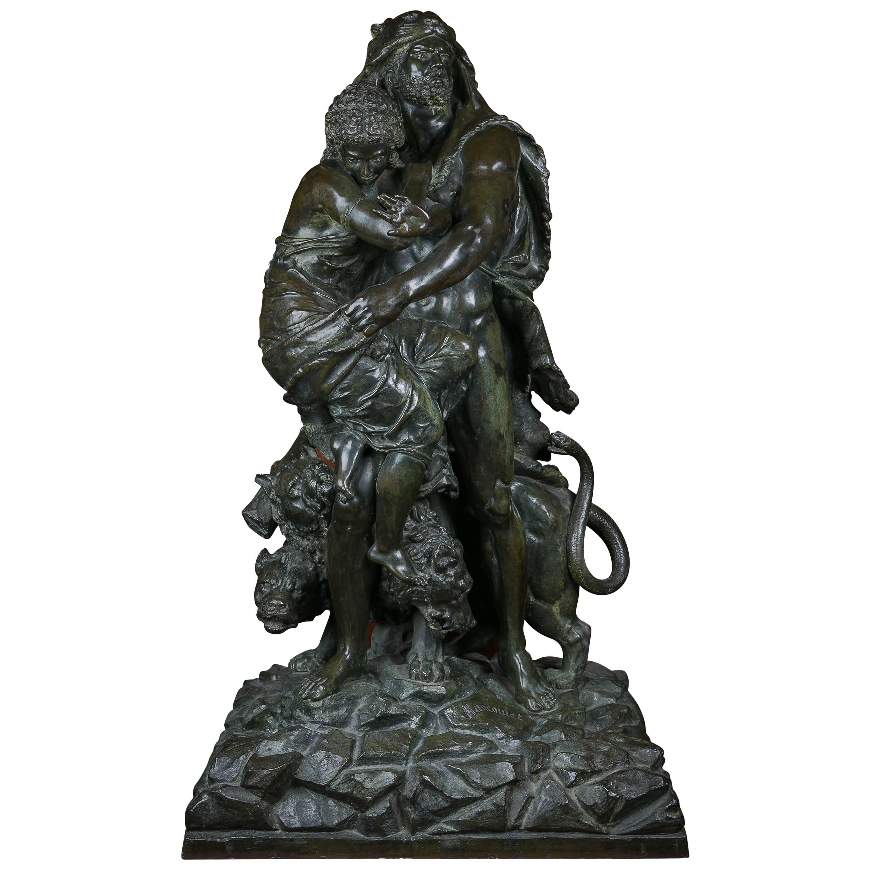 French Bronze Figure of Hercules, Athena and Cerberus, Late 19th Century