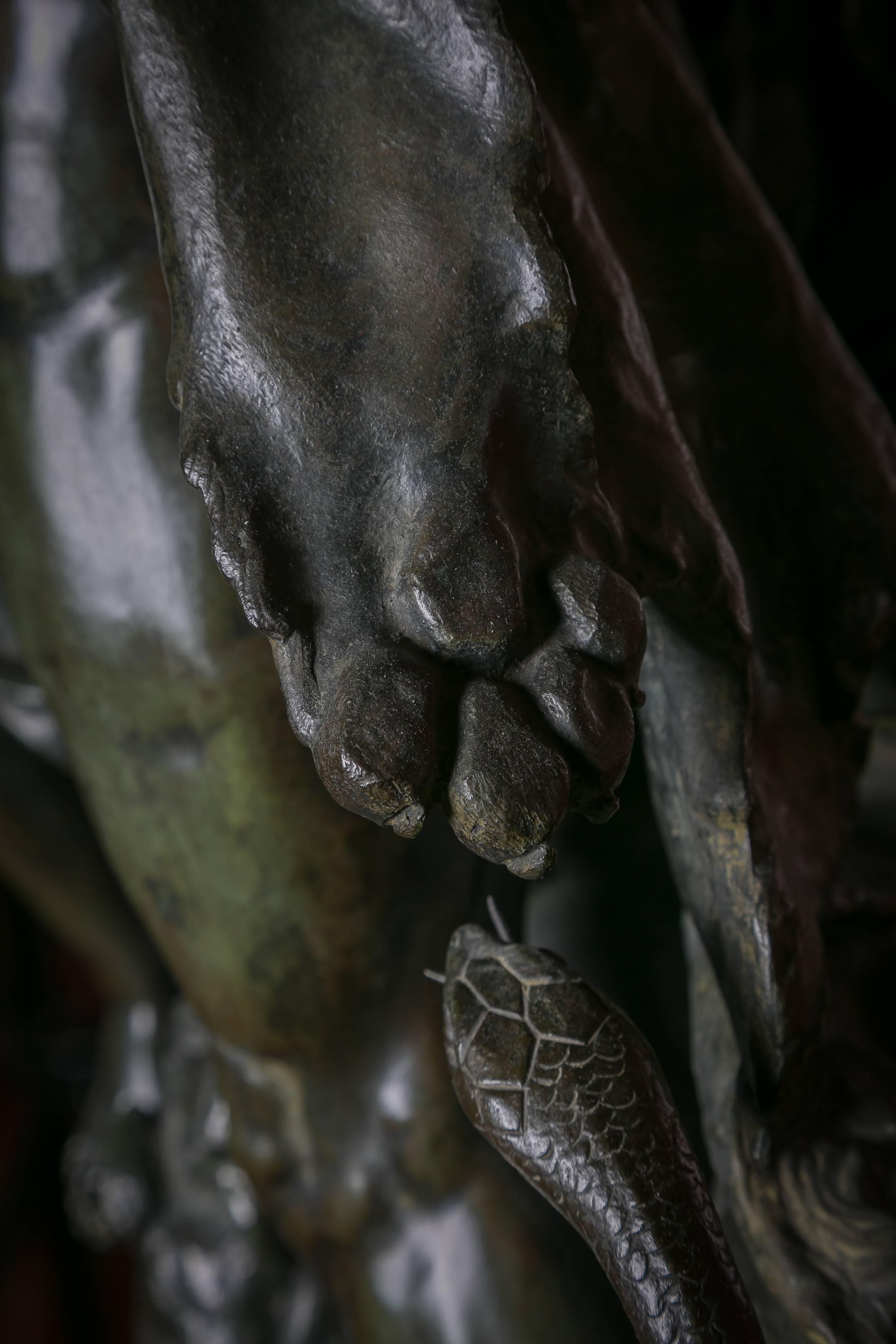 Figura in bronzo francese di Ercole, Atena e Cerbero, fine XIX secolo in vendita 3