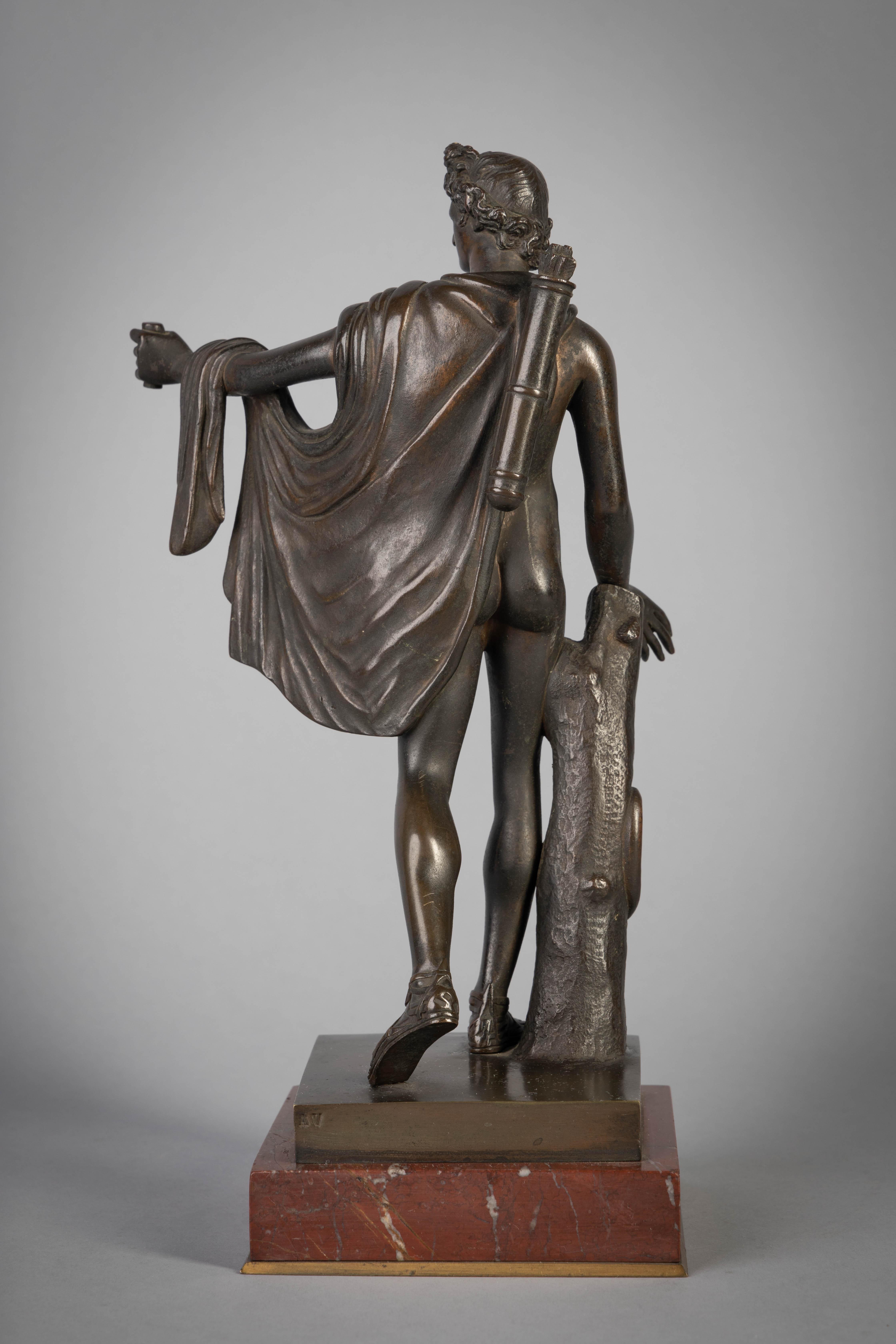 Figura in bronzo francese dell'Apollo Belvedere In condizioni buone in vendita a New York, NY