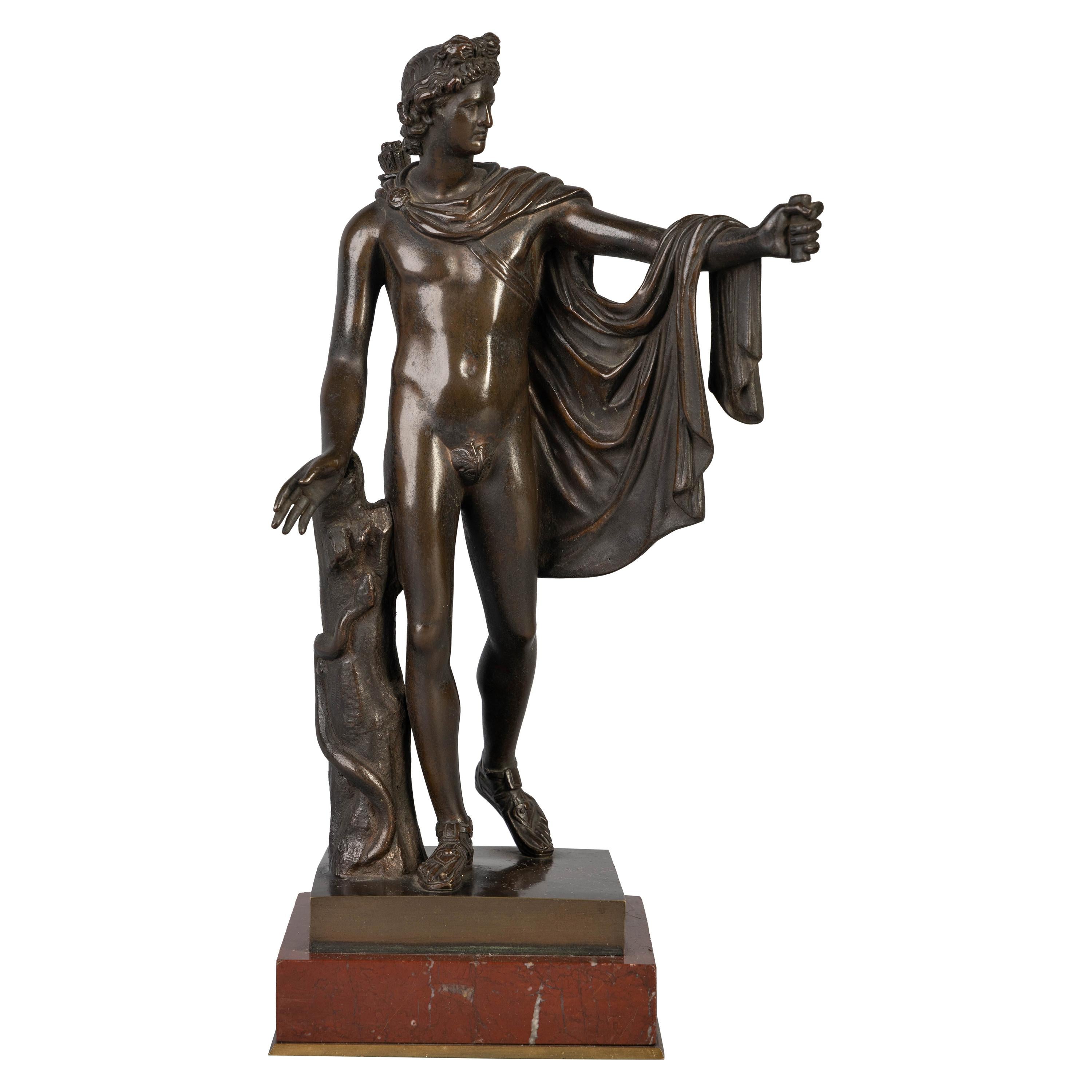 Französische Bronzefigur des Apollo Belvedere aus der Bronze im Angebot