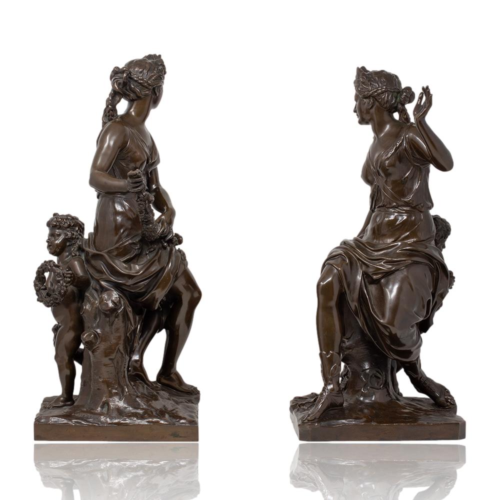 Louis XIV French Bronze Figures Allégorie du Printemps Barbedienne For Sale