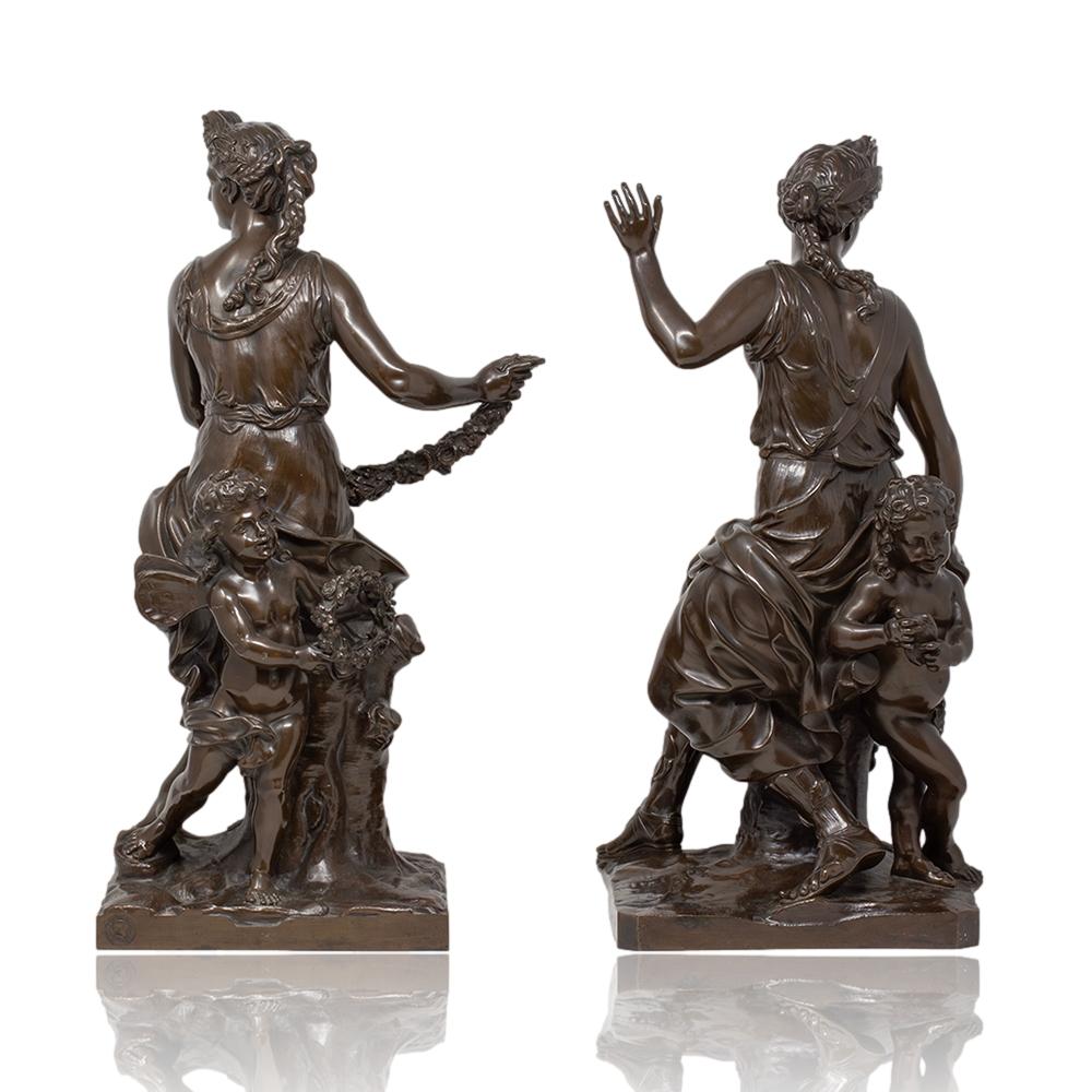 Cast French Bronze Figures Allégorie du Printemps Barbedienne For Sale