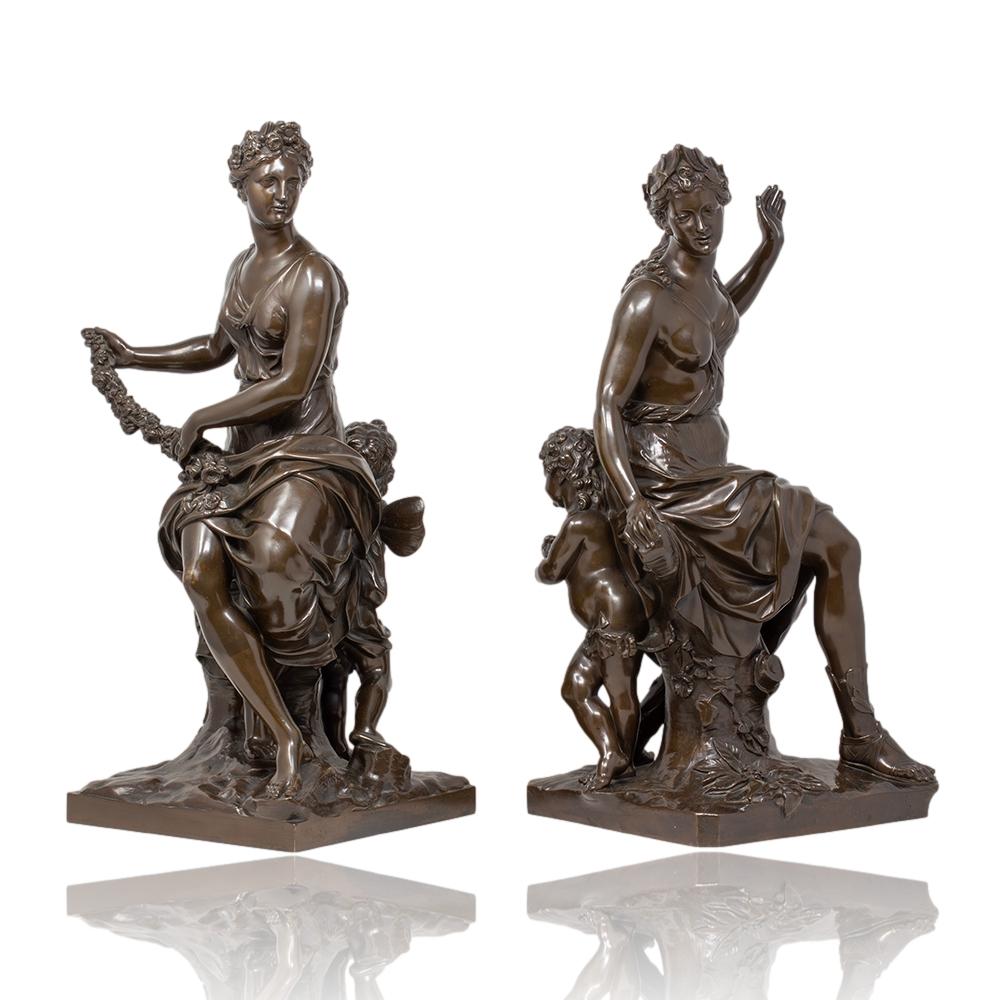19th Century French Bronze Figures Allégorie du Printemps Barbedienne For Sale