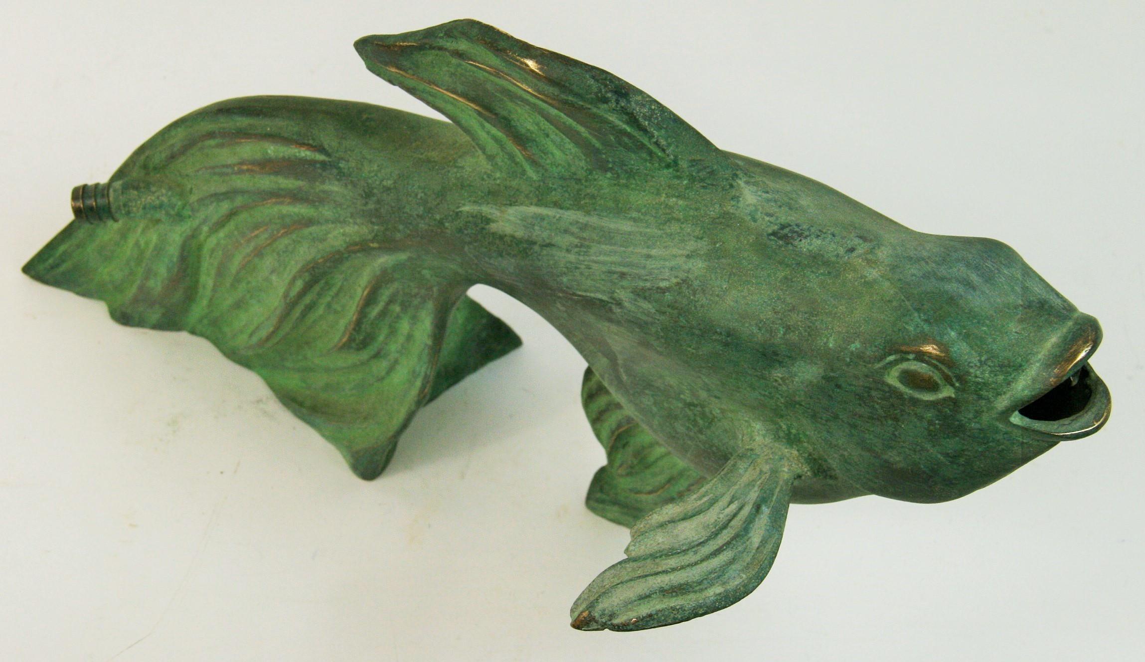Mid-20th Century Japanese  Bronze Koi Fish Garden Fountain Sprout/Sculpture