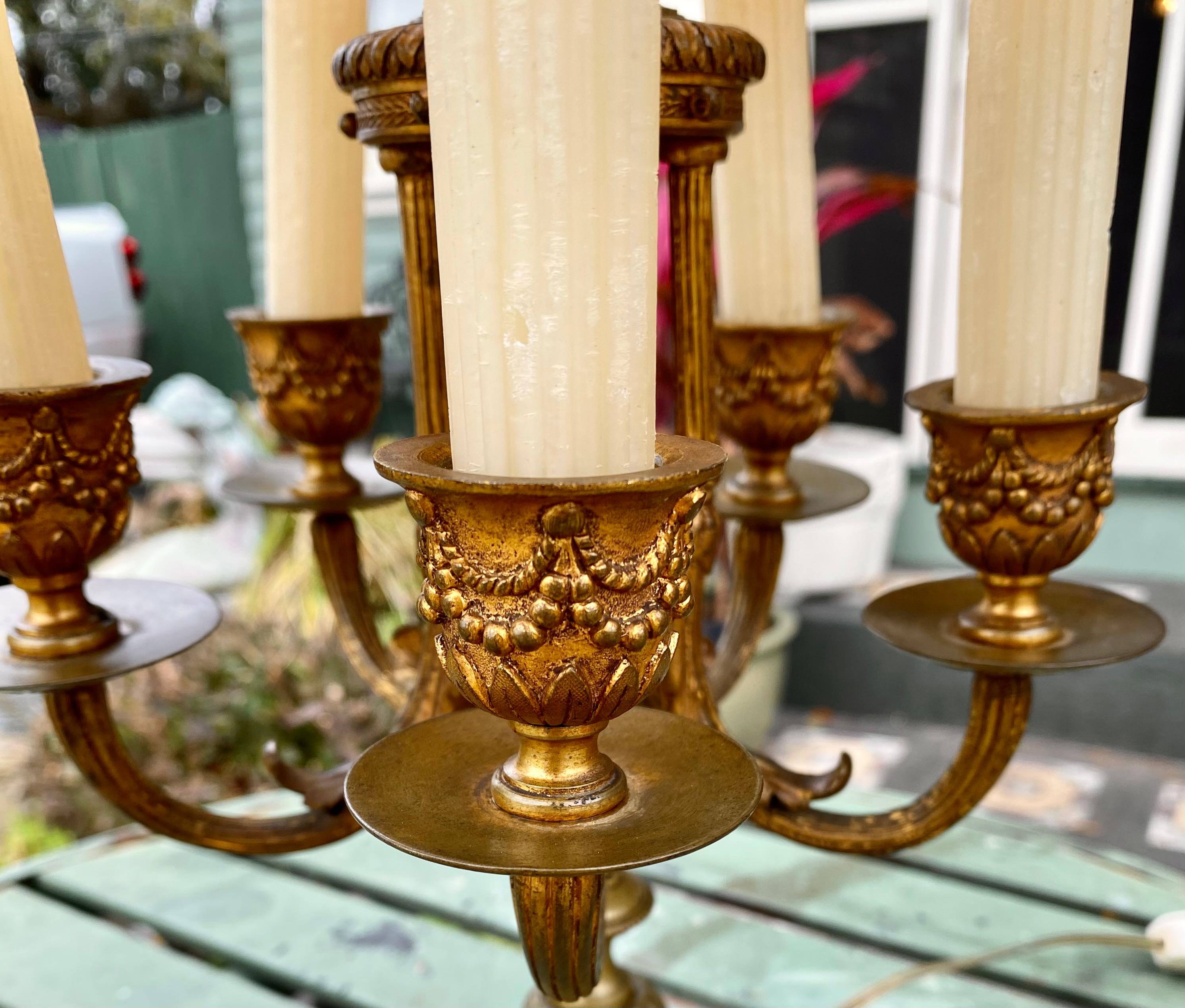 Gilt French Bronze Five-Light Bouillotte Lamp For Sale