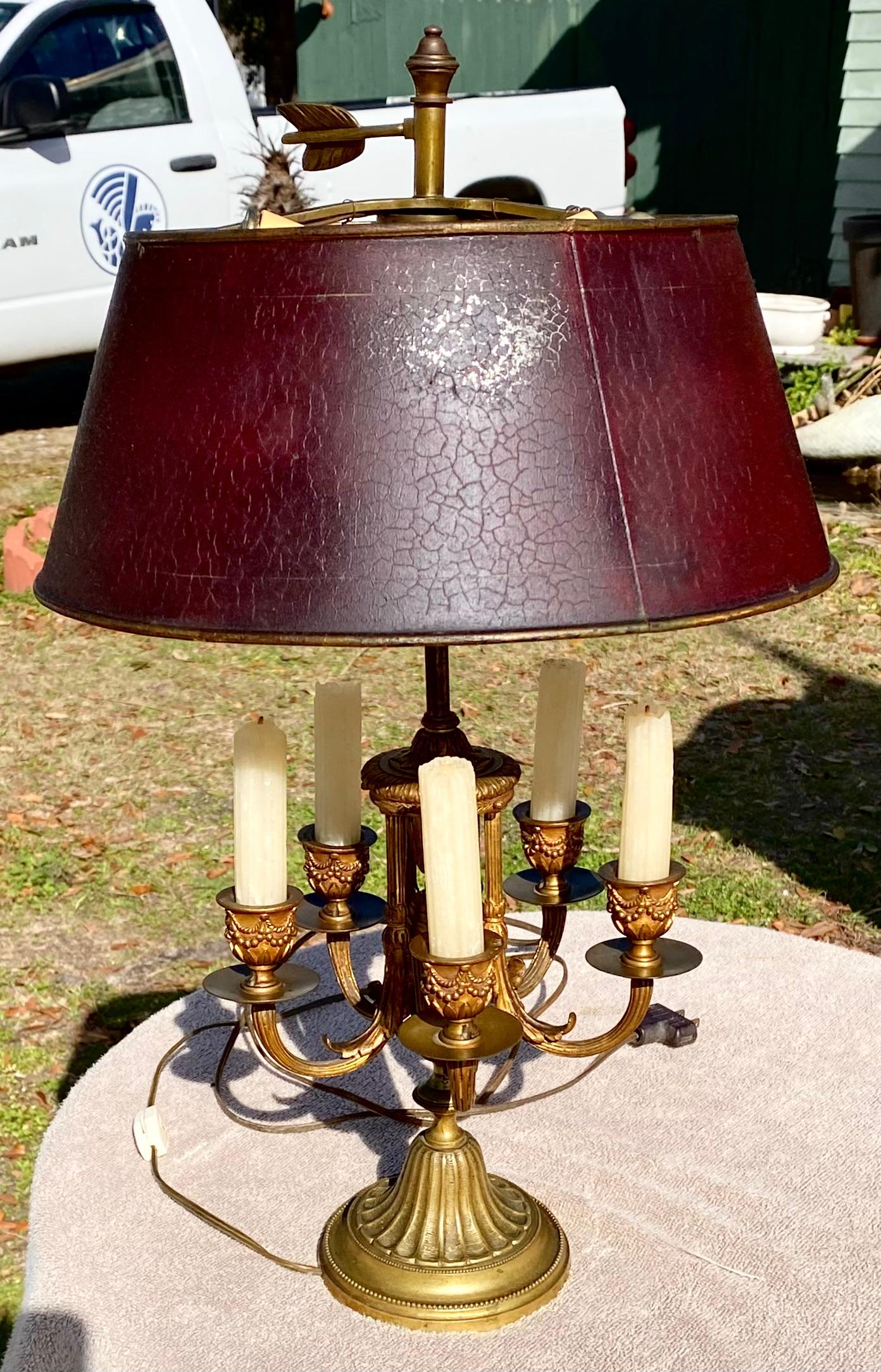 French Bronze Five-Light Bouillotte Lamp For Sale 2