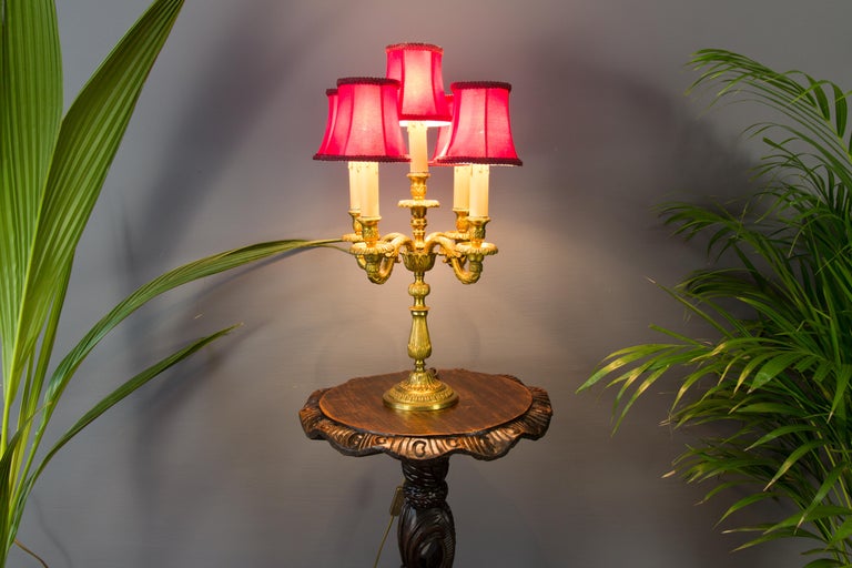 French Bronze FiveLight Candelabra Table Lamp at 1stDibs