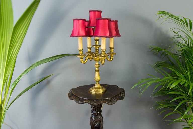 French Bronze FiveLight Candelabra Table Lamp at 1stDibs