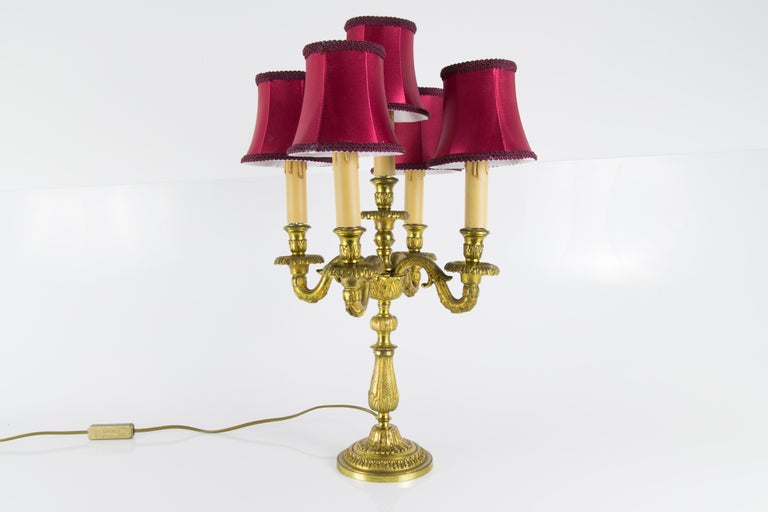 Five Light Candelabra Table Lamp, Antique Candelabra Table Lamp