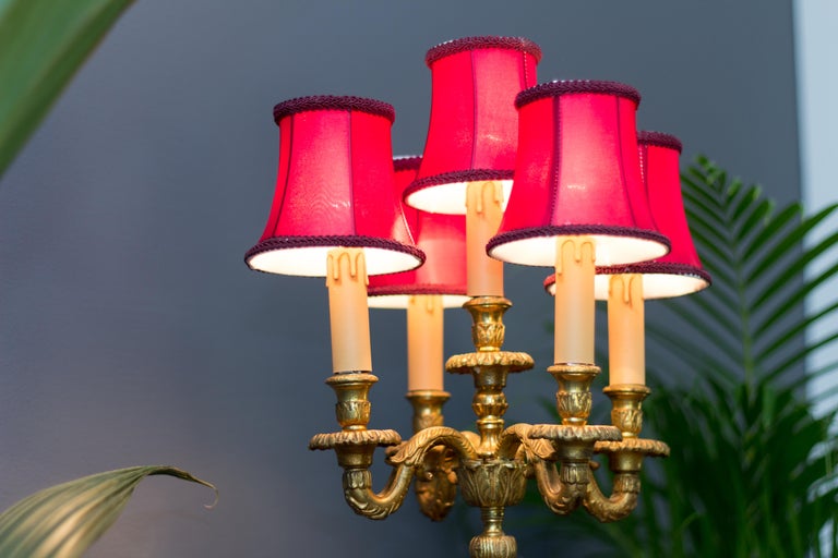 French Bronze FiveLight Candelabra Table Lamp at 1stDibs