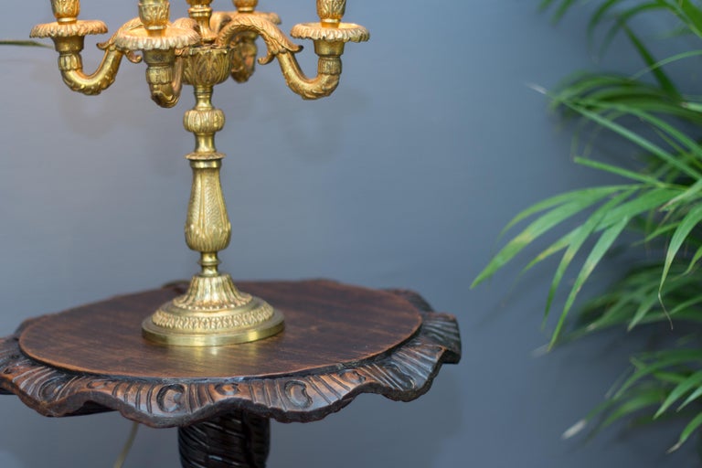 French Bronze FiveLight Candelabra Table Lamp at 1stDibs