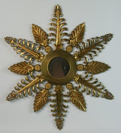 Espejo Estrellado Foliado de Bronce Francés Años 40