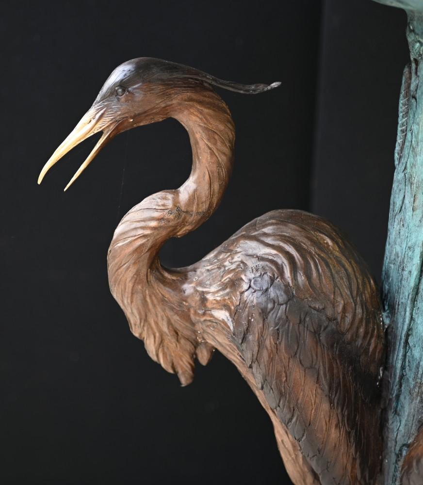 French Bronze Fountain Stork Garden Water Feature In Good Condition In Potters Bar, GB