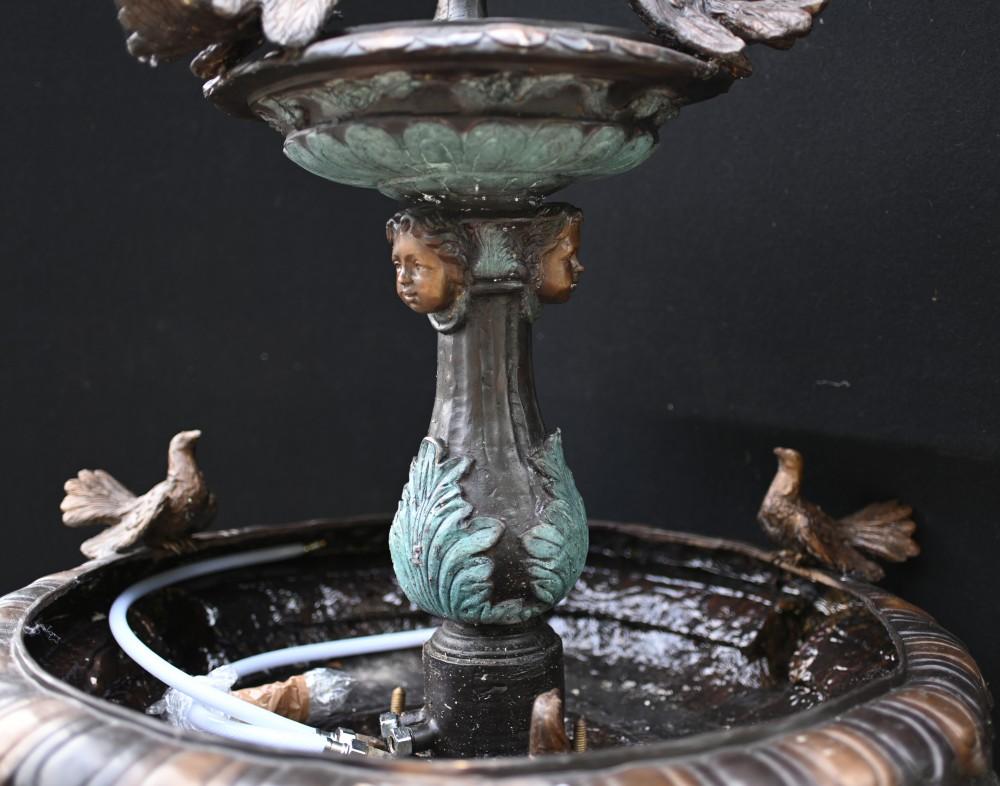 French Bronze Fountain Stork Garden Water Feature 2