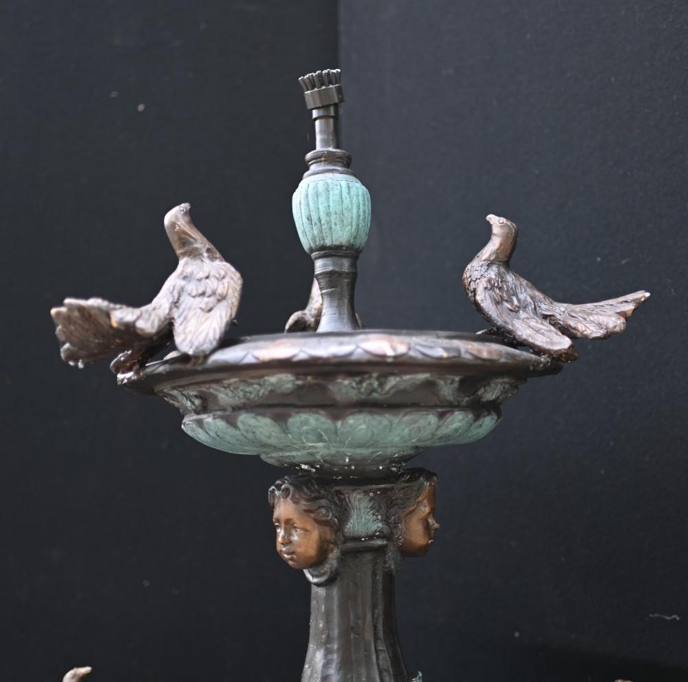 French Bronze Fountain Stork Garden Water Feature 4