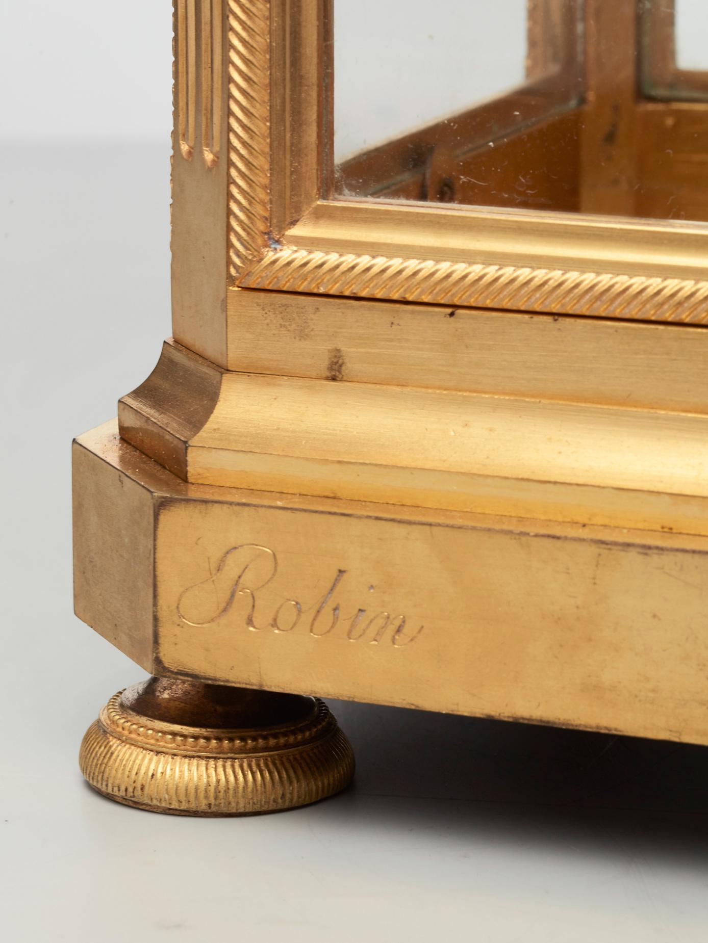 Französischer Bronze-Tisch regulator aus vier Glas aus Bronze von Robin  im Angebot 1