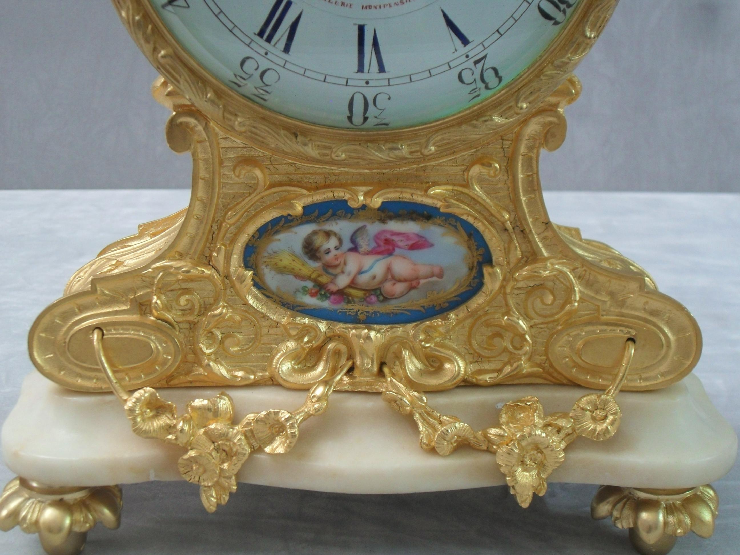 French Bronze Gilt Louis XV Style Mantel Clock by Leroy & Fils In Good Condition For Sale In Macclesfield, GB