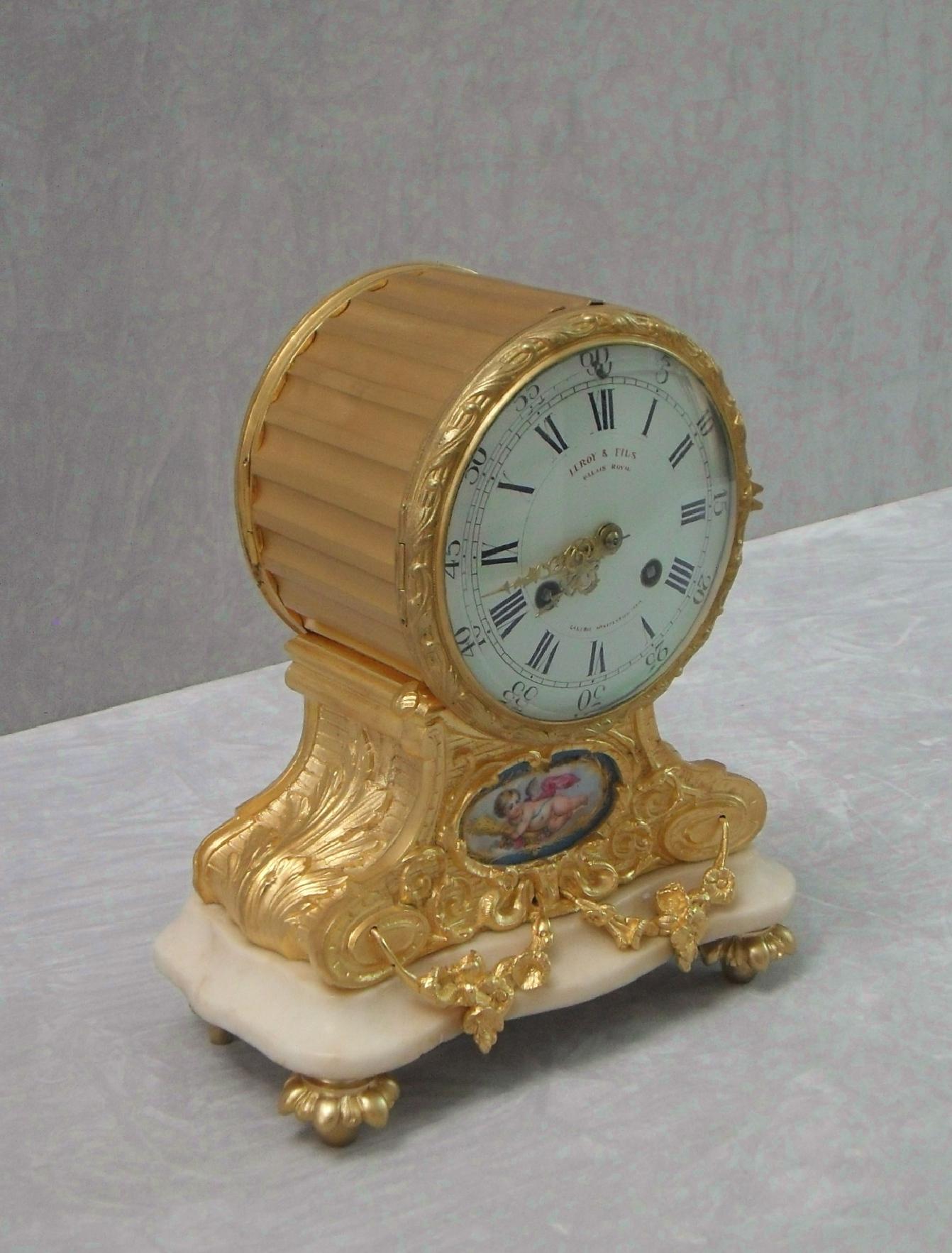 19th Century French Bronze Gilt Louis XV Style Mantel Clock by Leroy & Fils For Sale