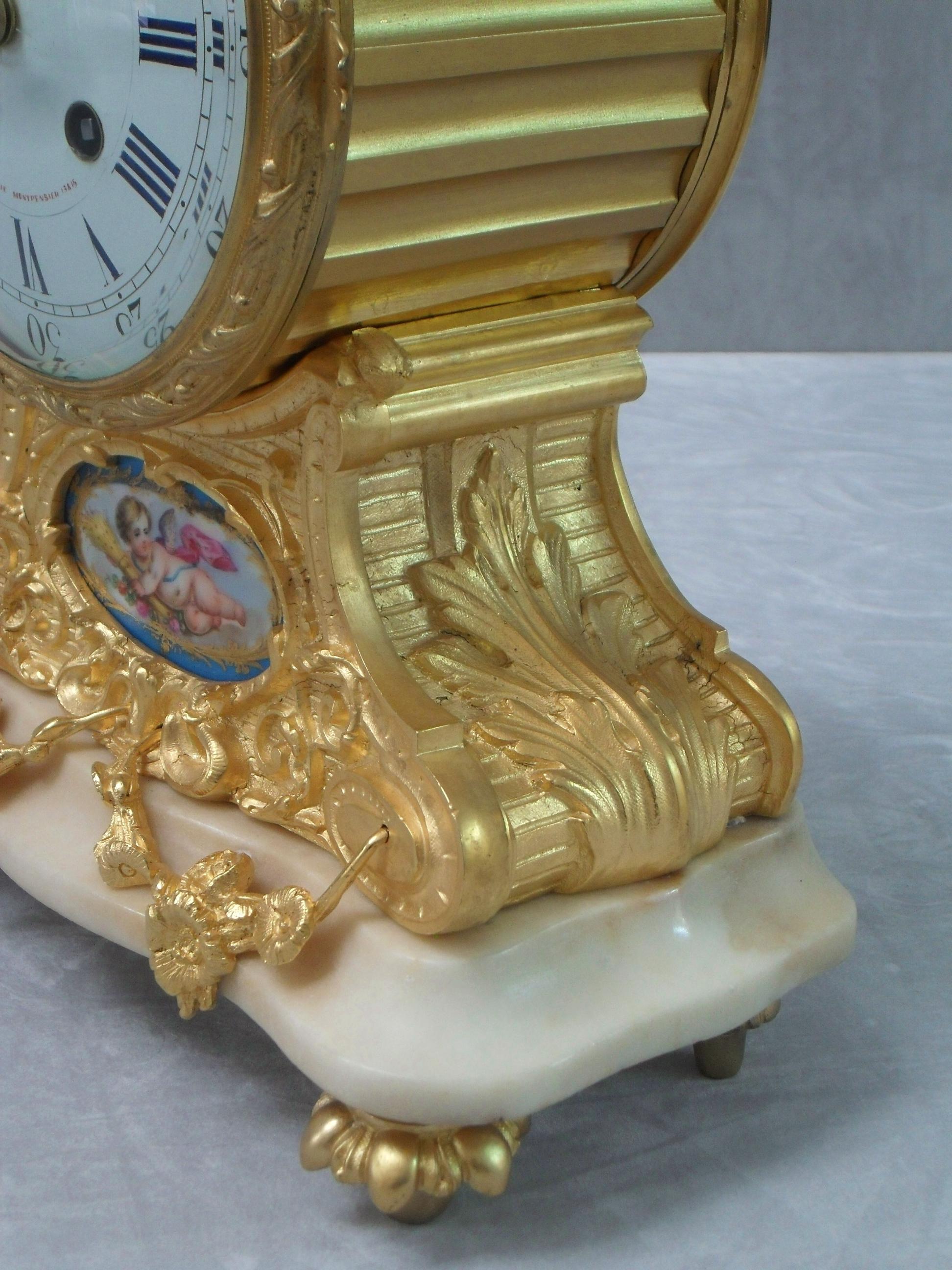 French Bronze Gilt Louis XV Style Mantel Clock by Leroy & Fils For Sale 2