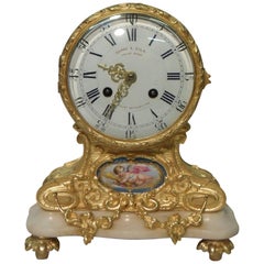 French Bronze Gilt Louis XV Style Mantel Clock by Leroy & Fils