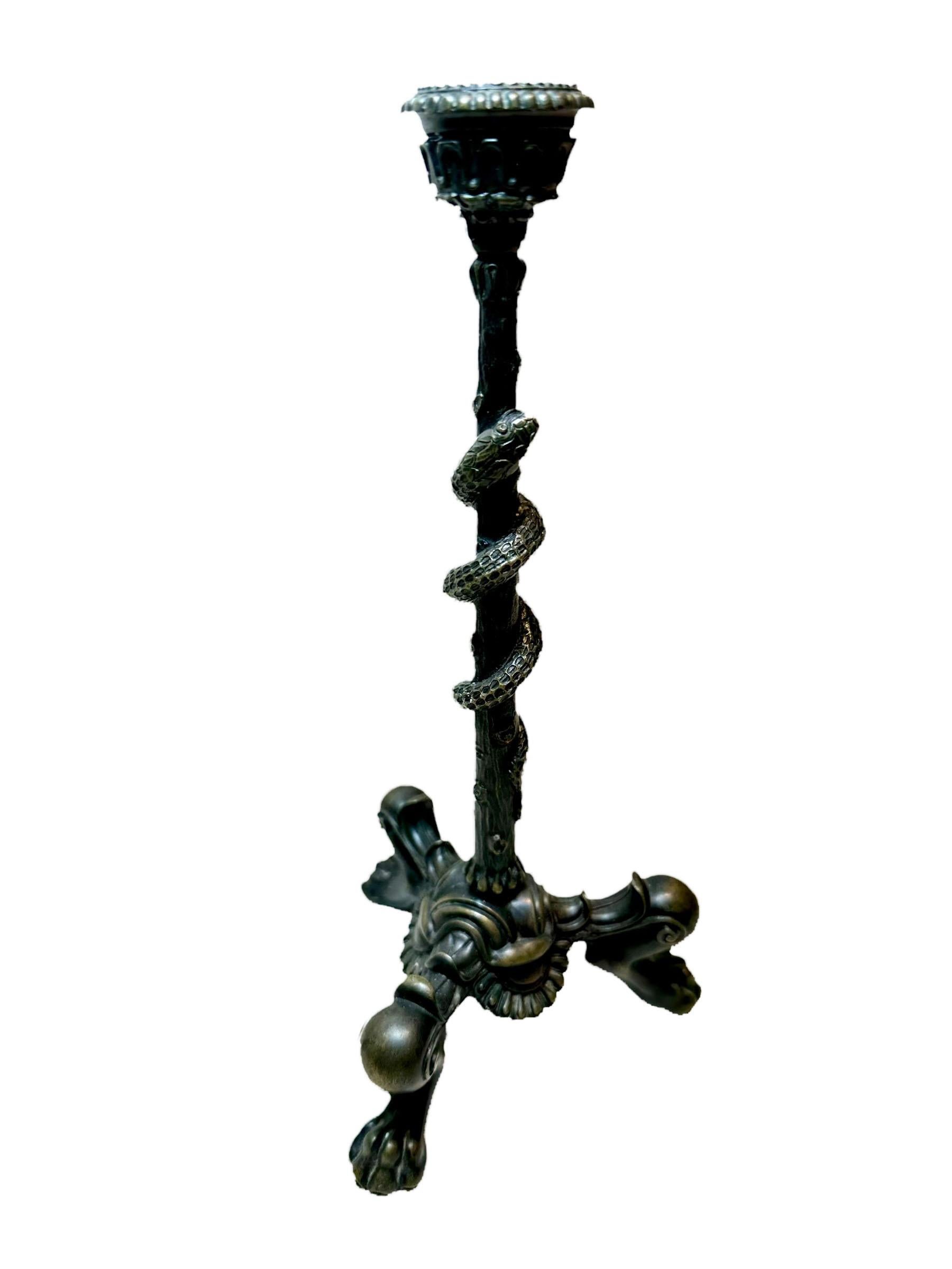 Late 19th Century French Bronze Grand Tour Candleholder For Sale