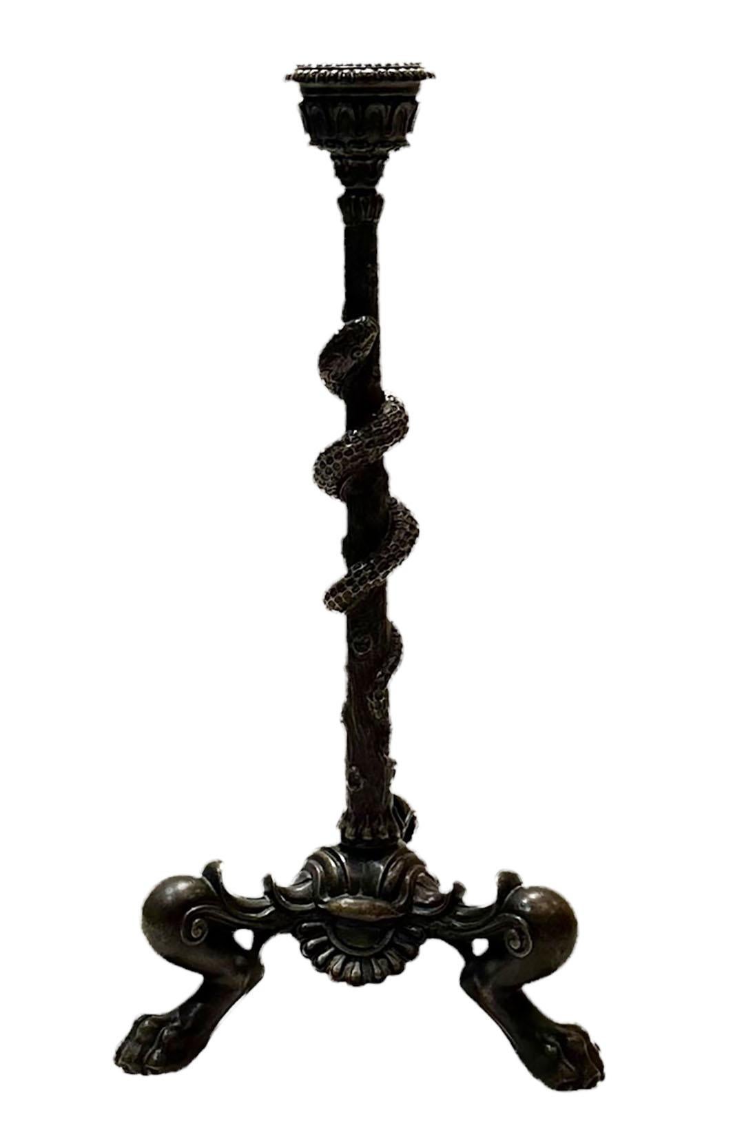 French Bronze Grand Tour Candleholder For Sale 1