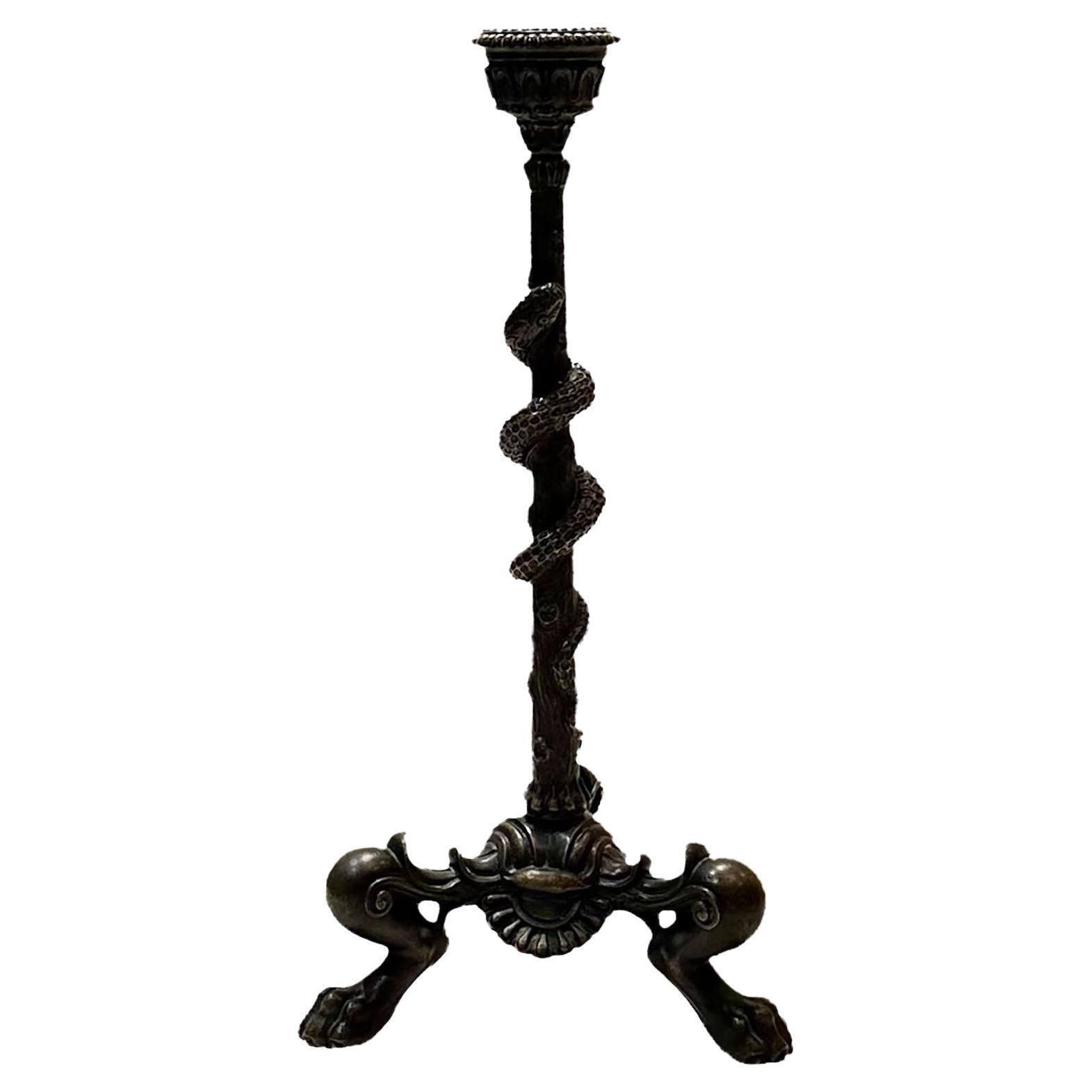 French Bronze Grand Tour Candleholder For Sale