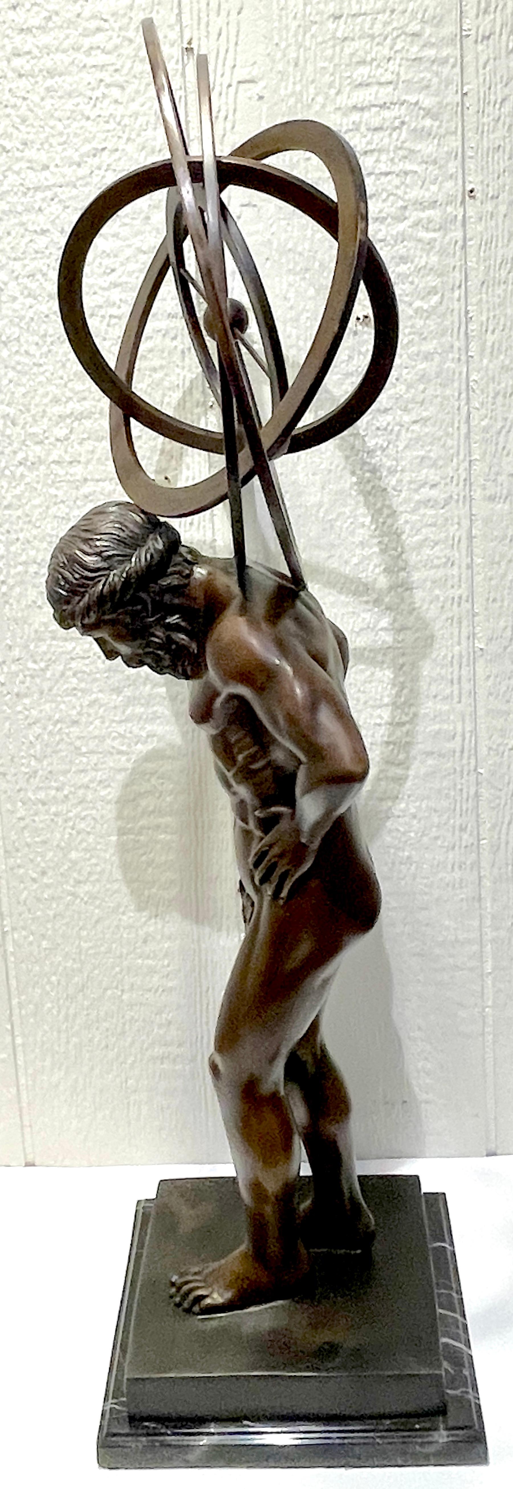 French Bronze Grand Tour Style 'Atlas' Model of a Kinetic Armillary For ...
