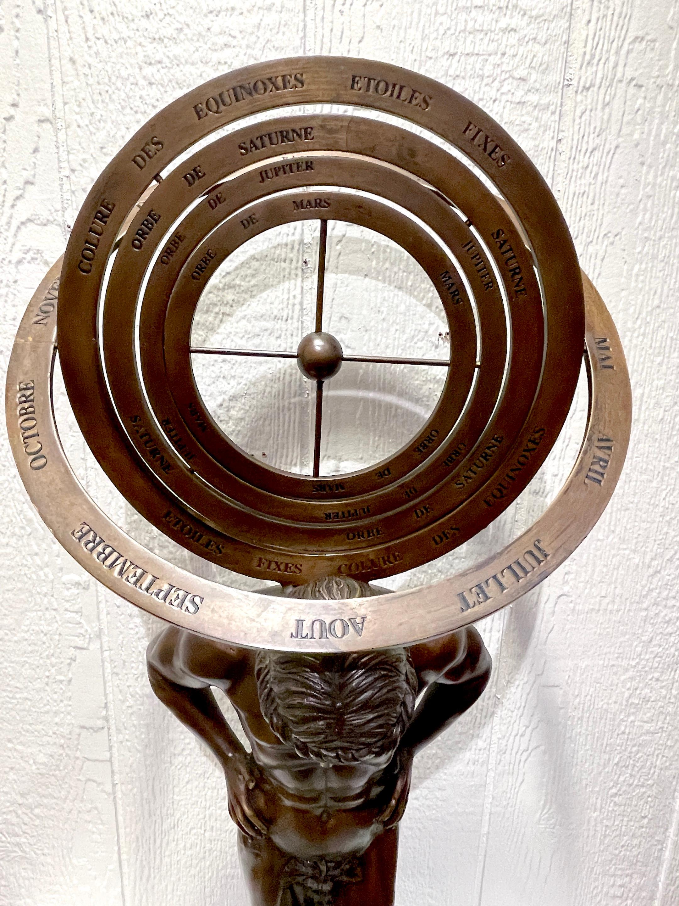 French Bronze Grand Tour Style 'Atlas' Model of a Kinetic Armillary For ...