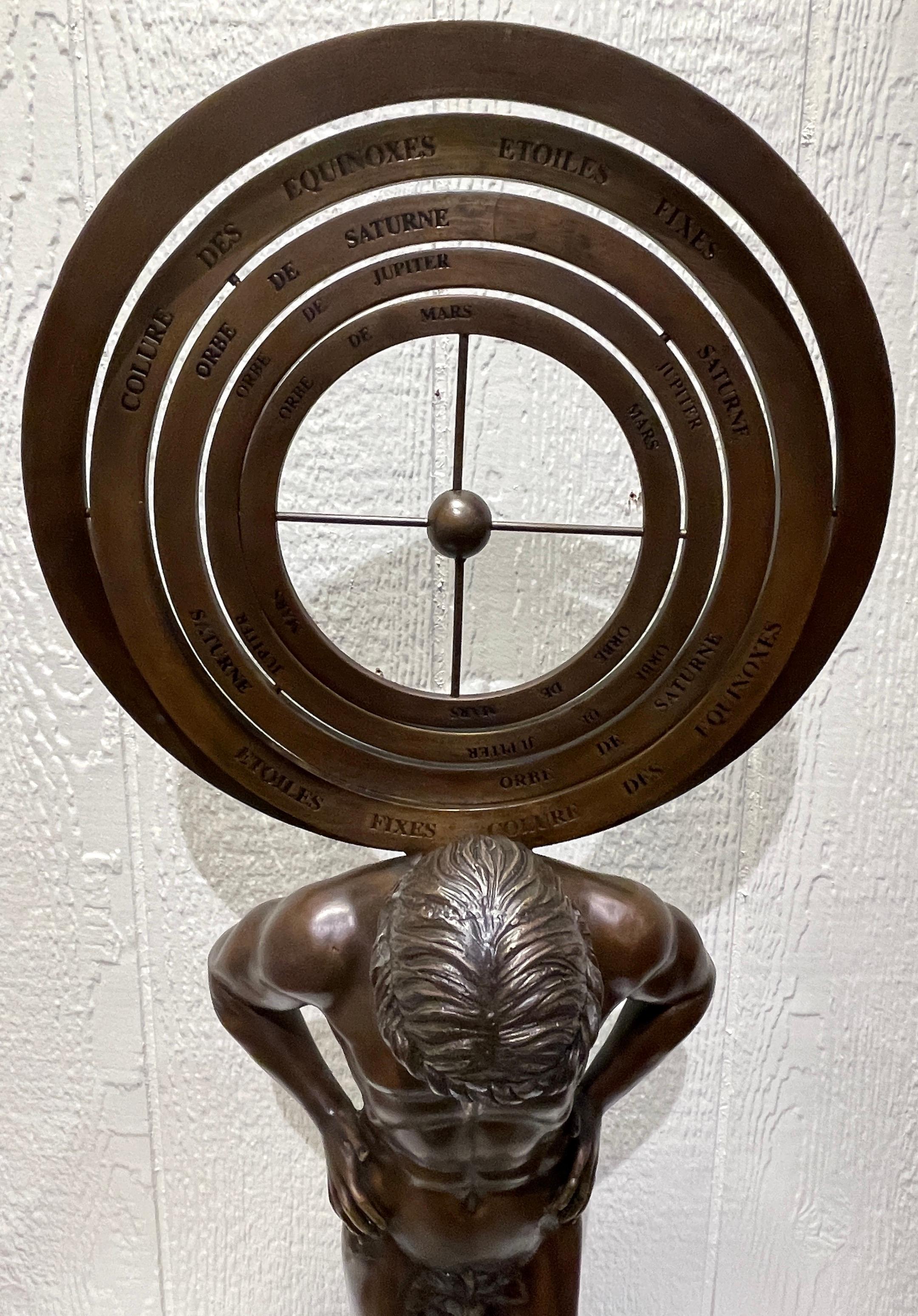 French Bronze Grand Tour Style 'Atlas' Model of a Kinetic Armillary For ...