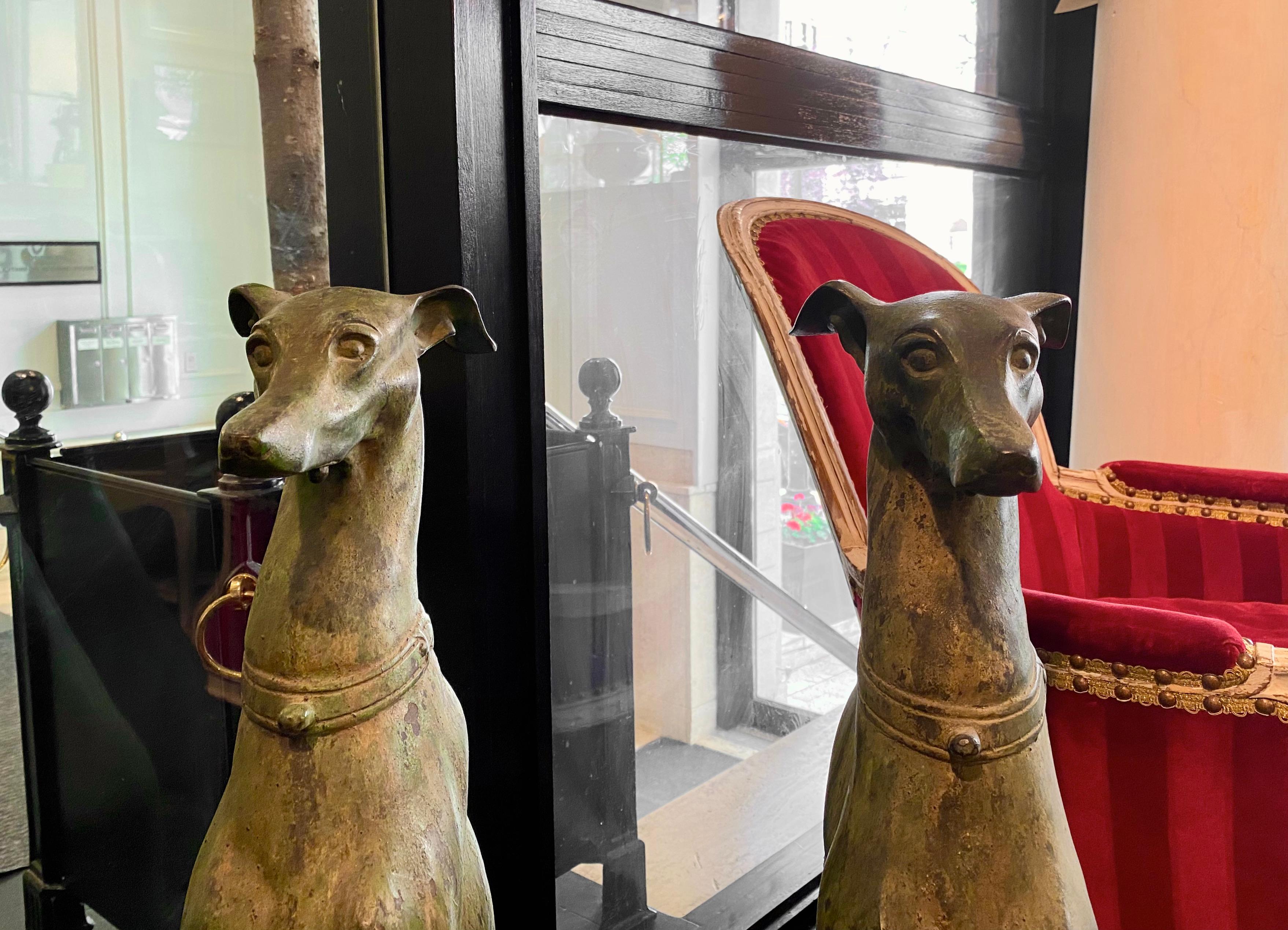 French Bronze Greyhounds, Large Pair 4