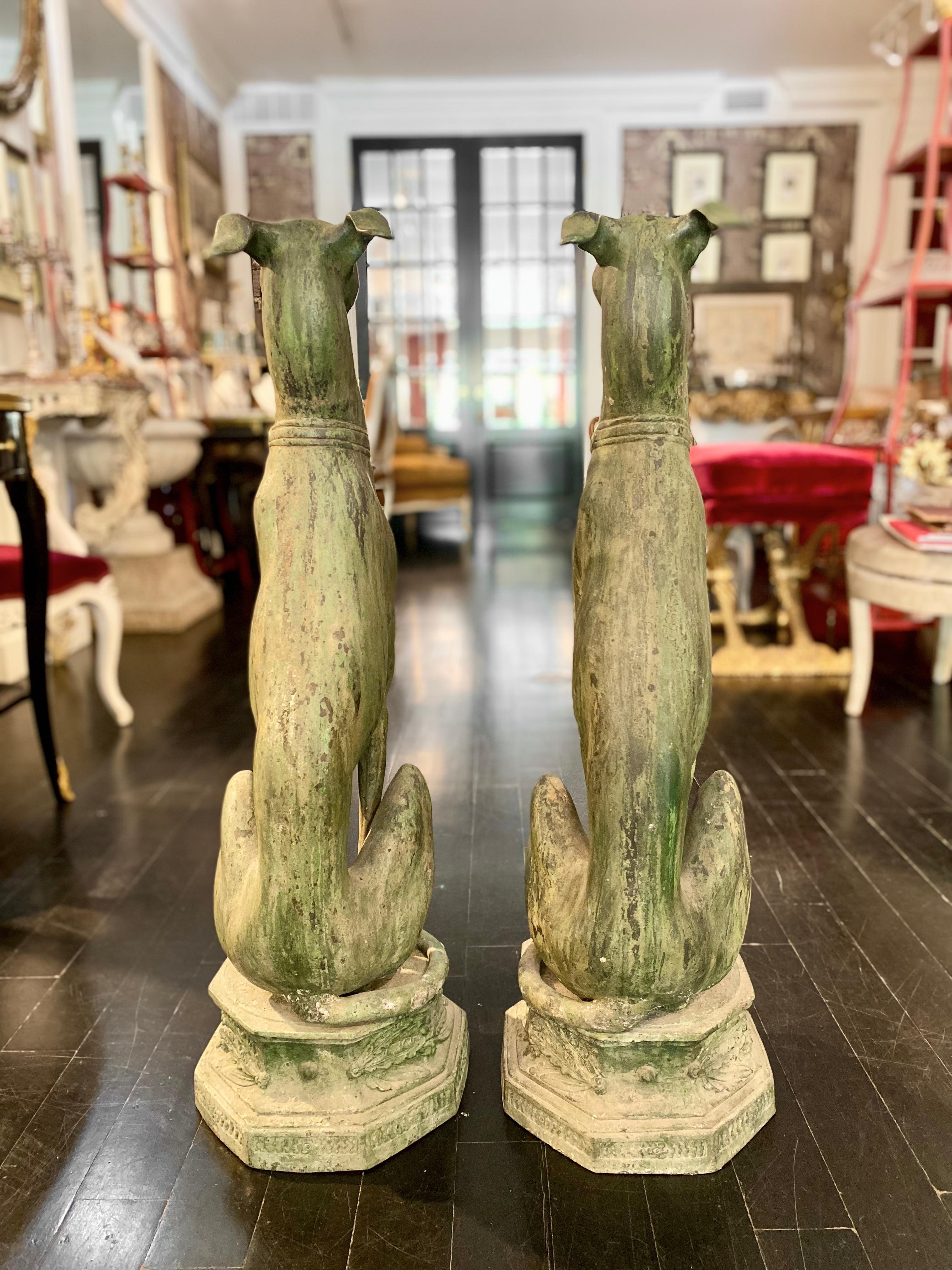 French Bronze Greyhounds, Large Pair 1