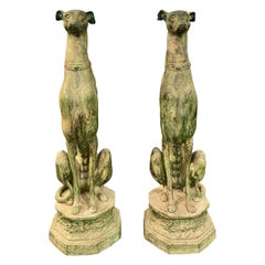 French Bronze Greyhounds, Large Pair