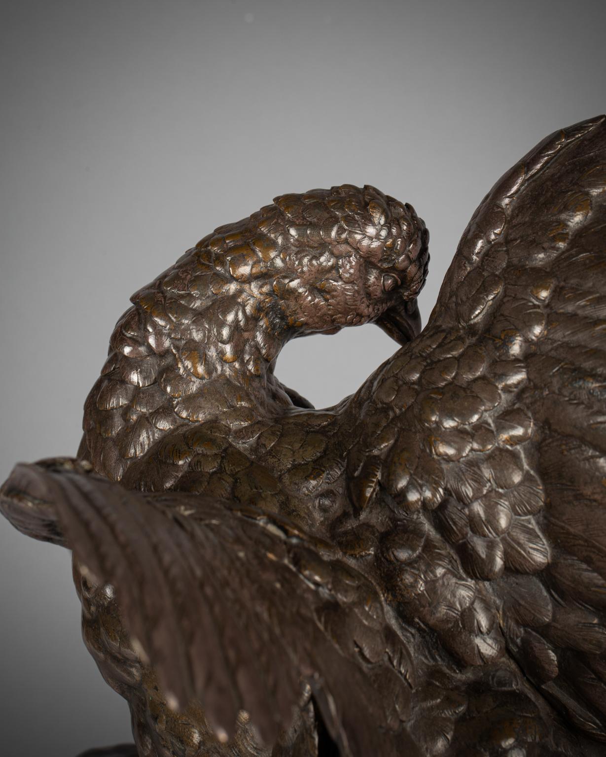 French Bronze Group of Pheasant Hen and Her Young, Alphonse-Alexandre Arson In Good Condition For Sale In New York, NY