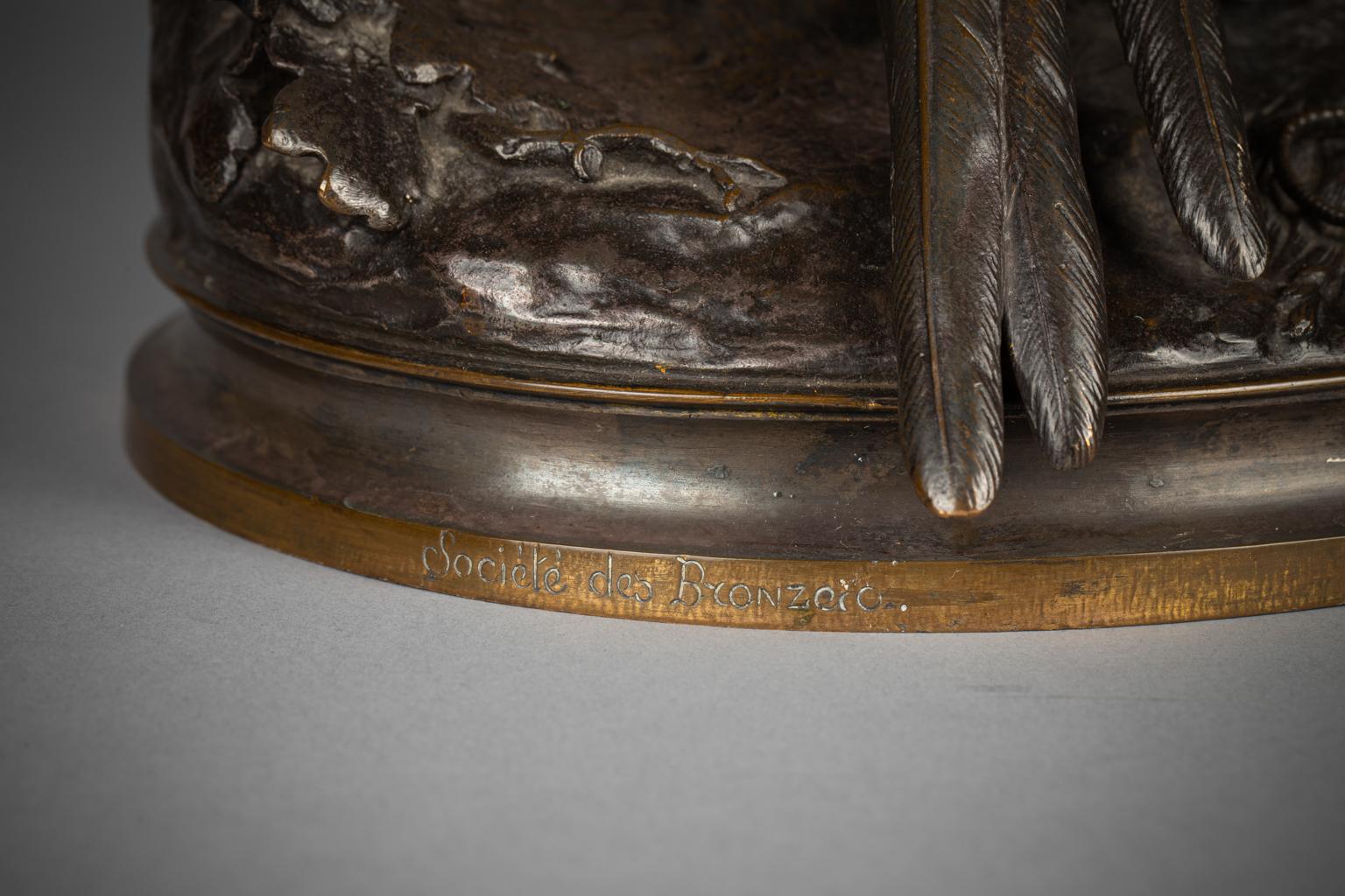 Groupe français en bronze représentant un faisan et sa jeune fille, Alphonse-Alexandre Arson en vente 1
