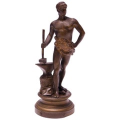 Used French Bronze "Hephaestus" Blacksmith Sculpture by Maurice Constant