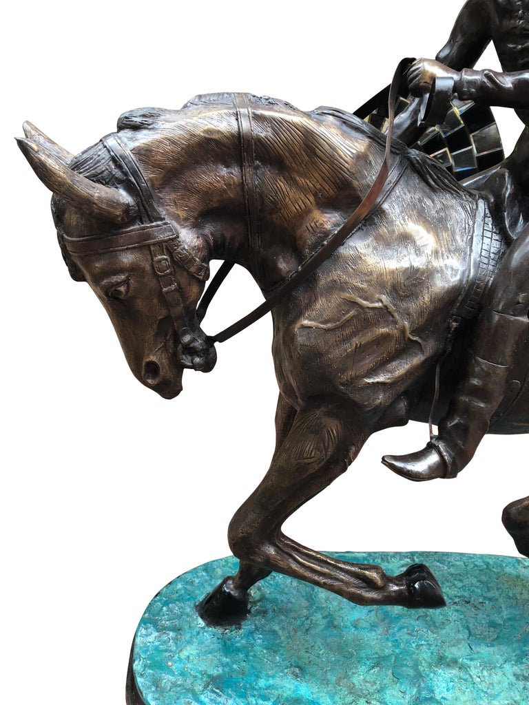 French Bronze Horse and Jockey Statue Bronze, 20th Century For Sale at