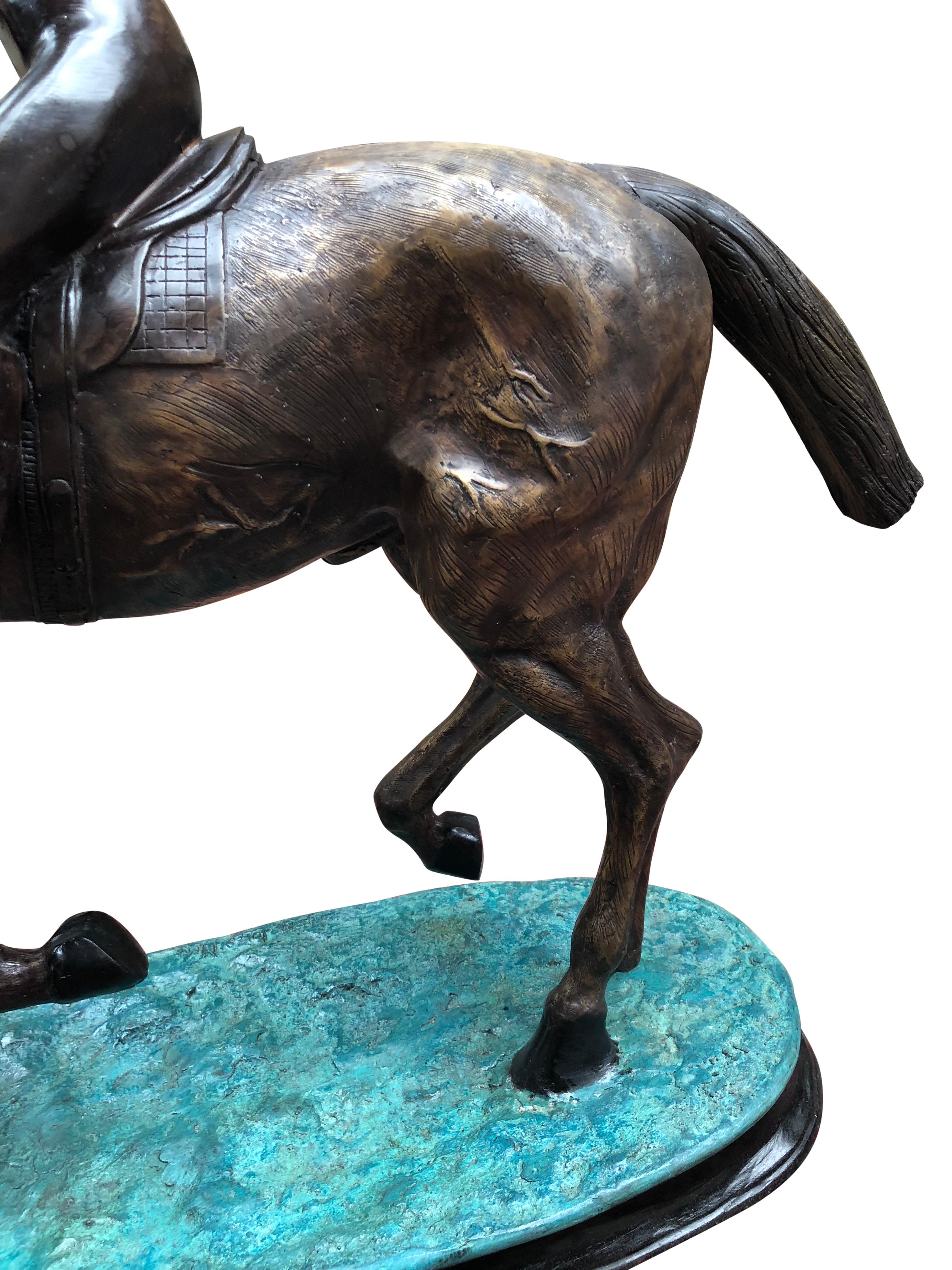 French Bronze Horse and Jockey Statue Bronze, 20th Century For Sale 4