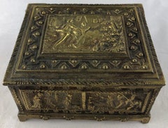 French Bronze Jewelry Box with High Reliefs, circa 1880