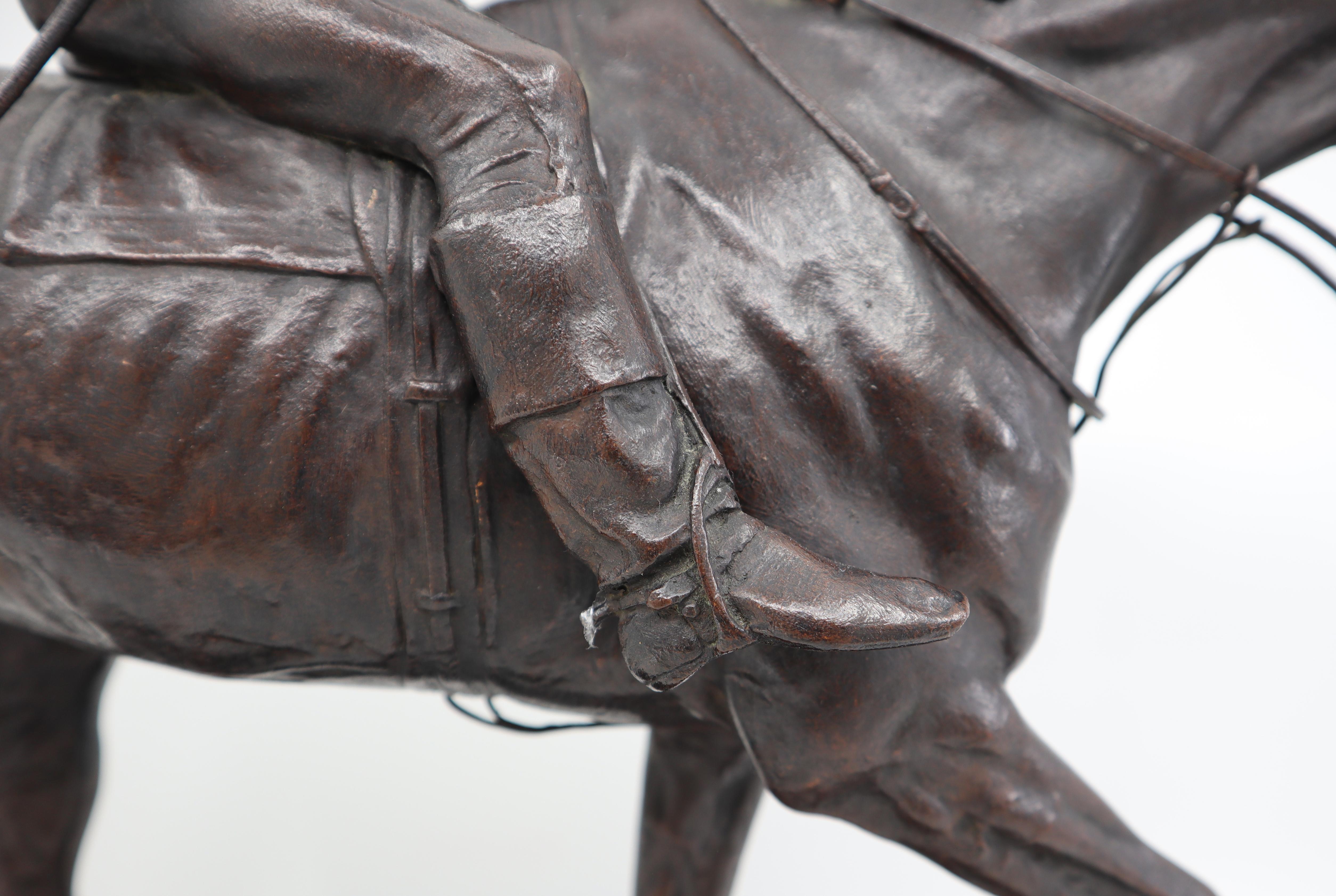 French Bronze Jockey on Horse by Pierre Jules Mêne In Good Condition For Sale In Lantau, HK