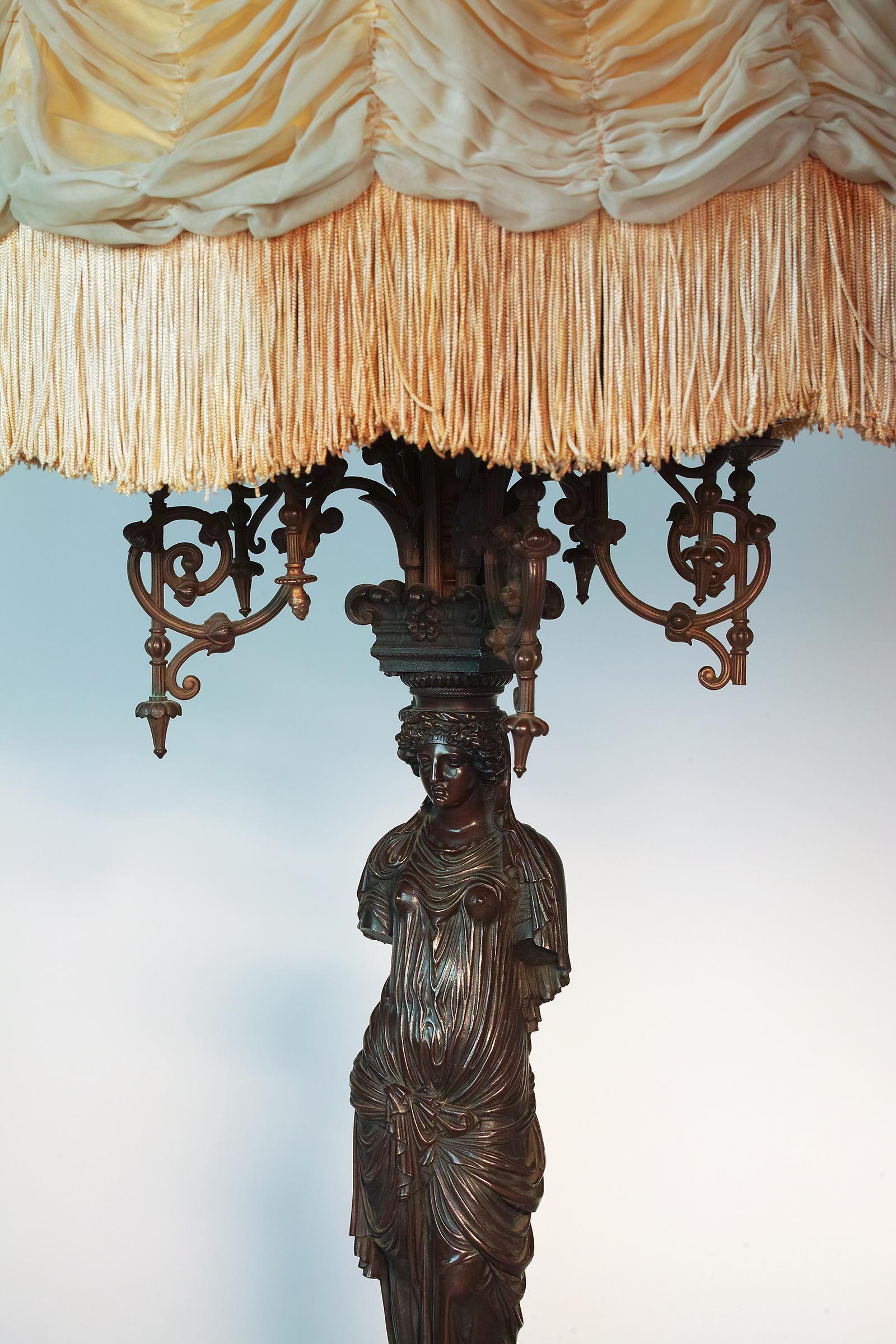 French, Bronze Lamp by Achille Collas after Jean Goulon's Caryatids 10