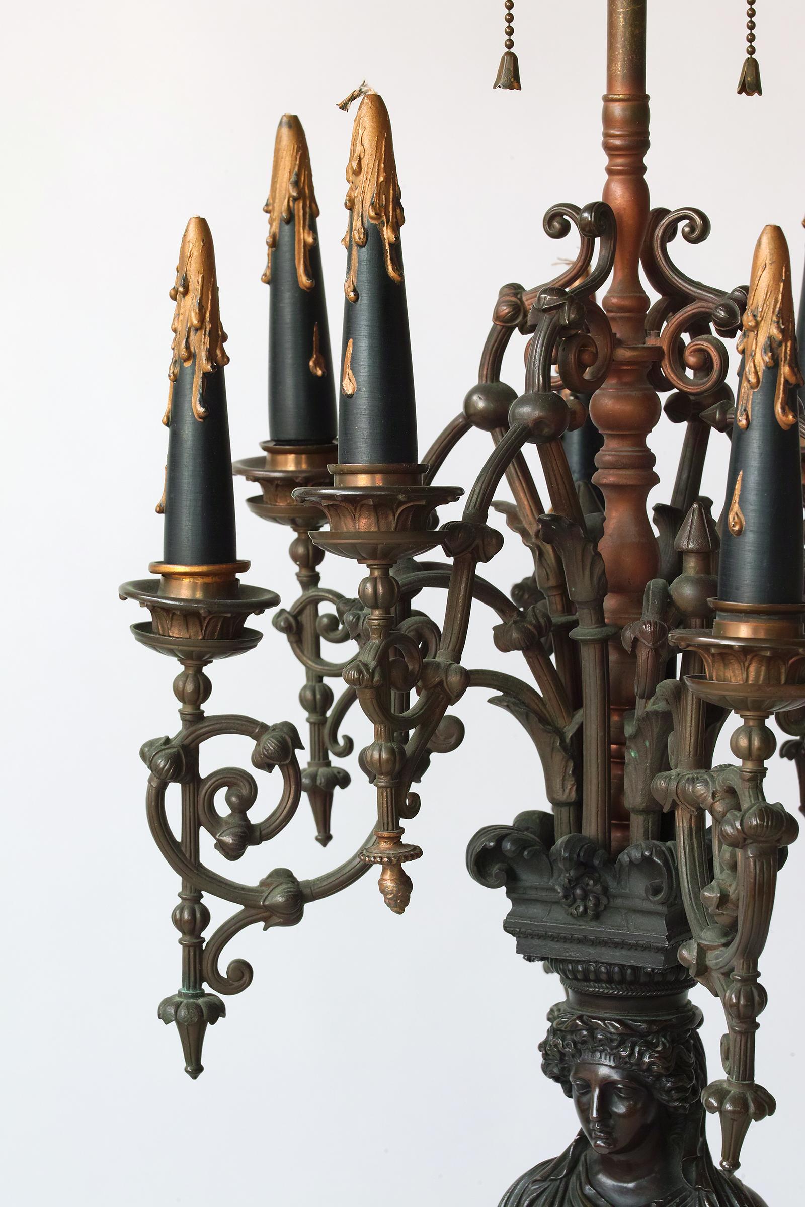 French, Bronze Lamp by Achille Collas after Jean Goulon's Caryatids 11